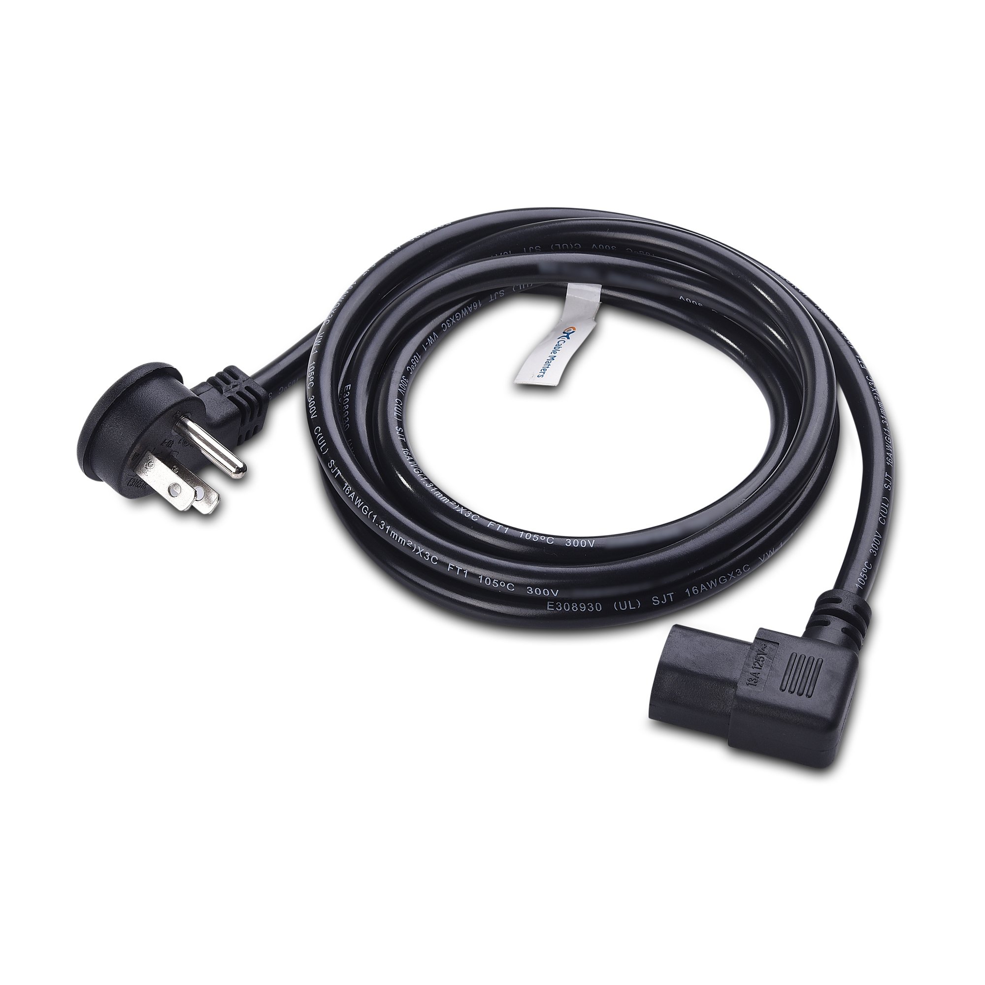 Foto 3 pulgar | Cable De Alimentación Cable Matters, Perfil Bajo, Ángulo Recto, 16 Awg, 6 Pies - Venta Internacional.