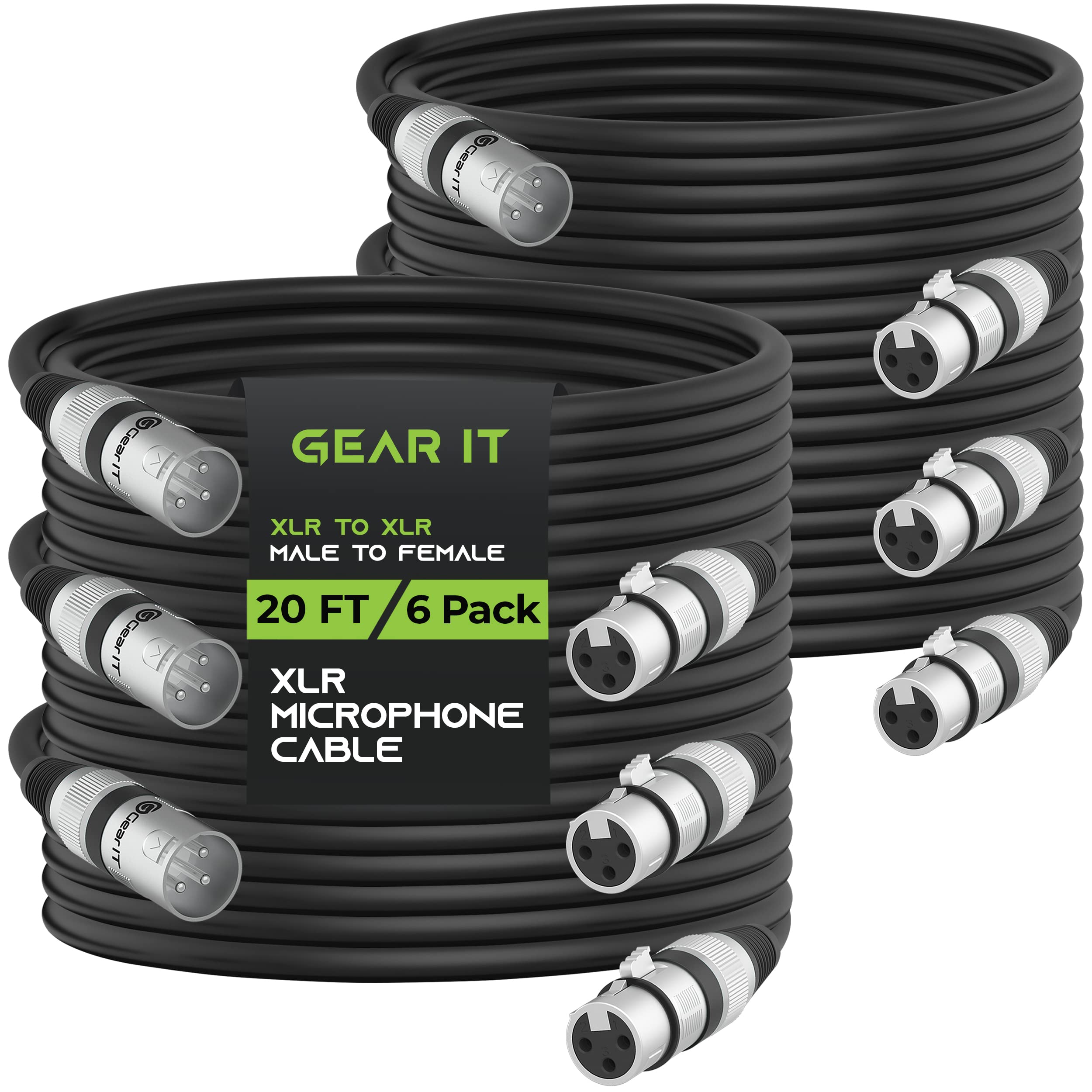 Foto 2 pulgar | Cable De Micrófono Gearit Xlr Macho A Hembra, 6 M, Paquete De 6 Unidades, Negro - Venta Internacional.