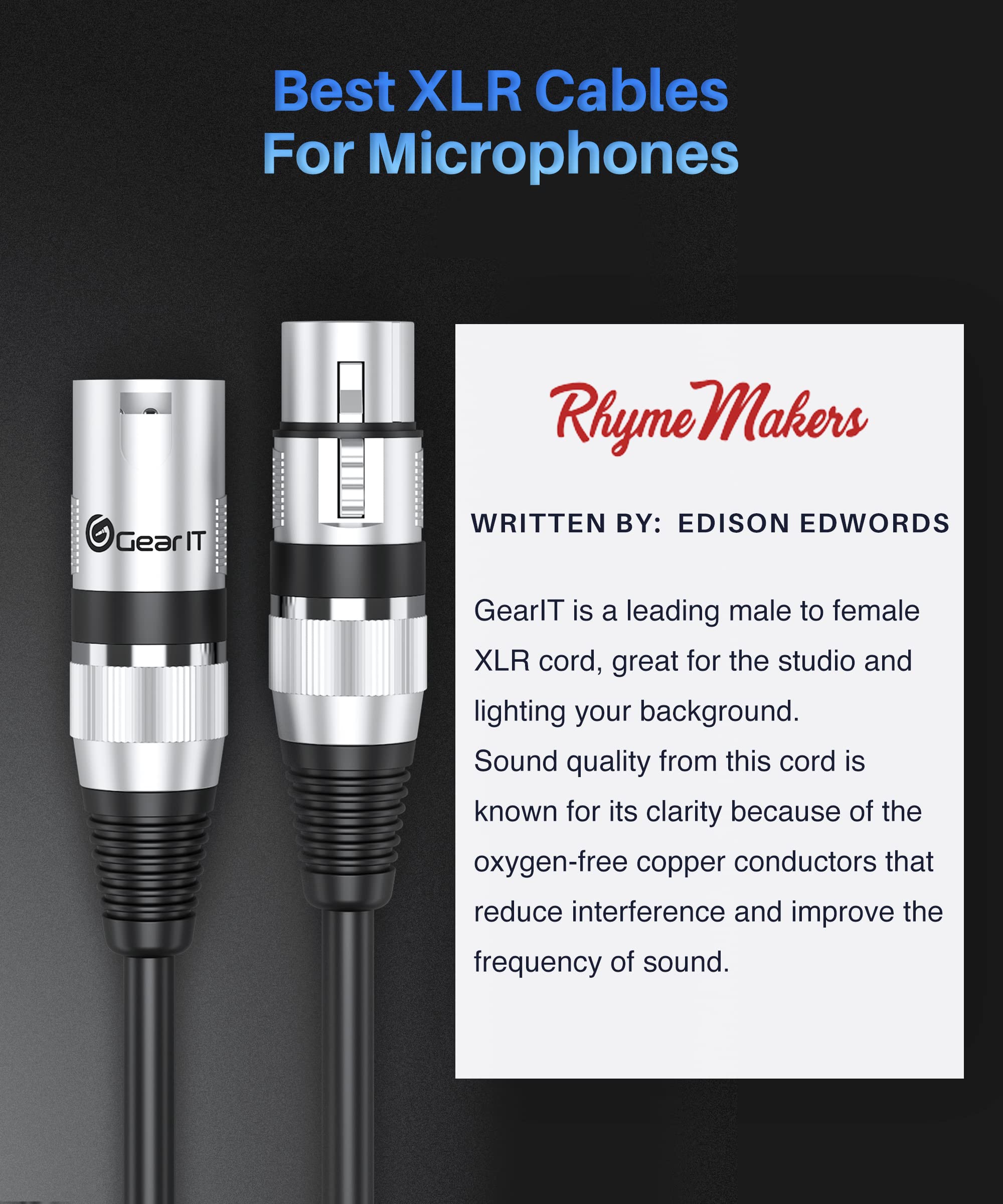 Foto 6 | Cable De Micrófono Gearit Xlr Macho A Hembra, 6 M, Paquete De 6 Unidades, Negro - Venta Internacional.