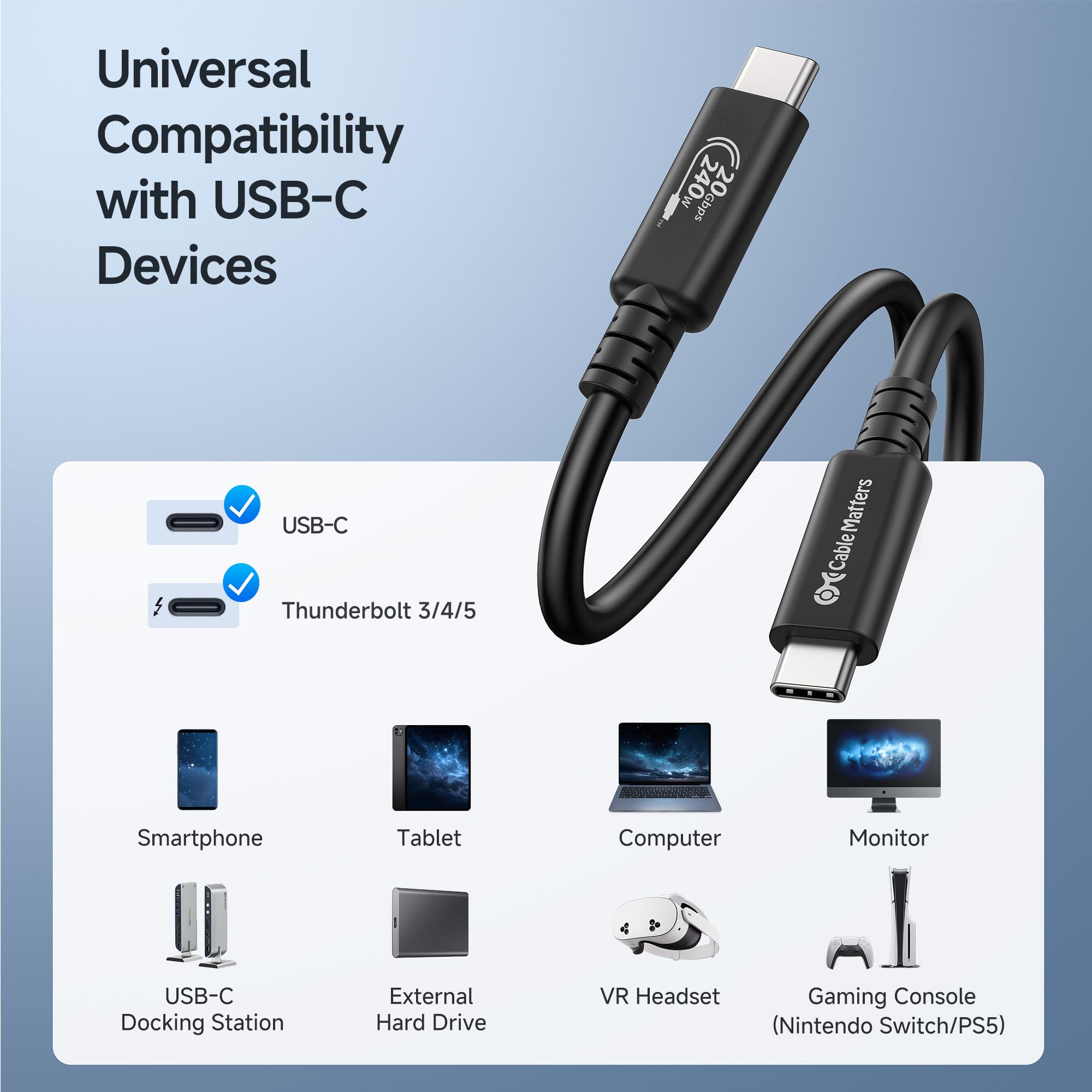 Foto 6 | Cable Usb4 Matters Usb 4 De 20 Gbps, Usb 4, 2 M, Thunderbolt 4 - Venta Internacional.