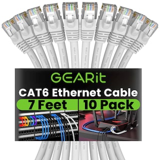 Foto 1 | Cable Ethernet Gearit Cat 6 7 Pies (2 M), Paquete De 10 Gbps Rj45, 10 Gbps, Blanco - Venta Internacional.