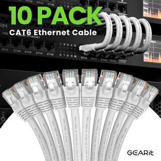 Foto 2 | Cable Ethernet Gearit Cat 6 7 Pies (2 M), Paquete De 10 Gbps Rj45, 10 Gbps, Blanco - Venta Internacional.
