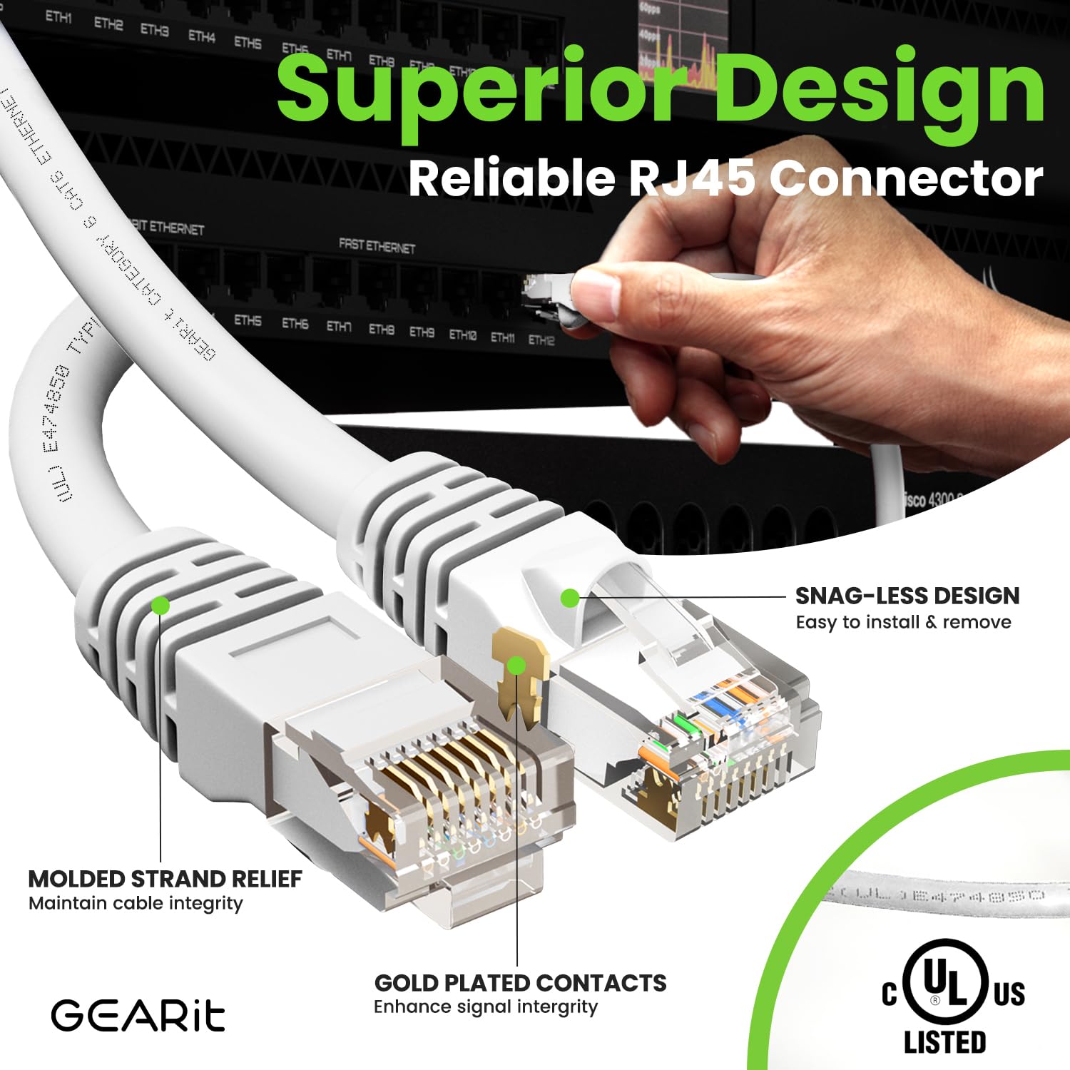 Foto 5 pulgar | Cable Ethernet Gearit Cat 6 7 Pies (2 M), Paquete De 10 Gbps Rj45, 10 Gbps, Blanco - Venta Internacional.