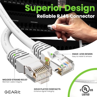 Foto 4 | Cable Ethernet Gearit Cat 6 7 Pies (2 M), Paquete De 10 Gbps Rj45, 10 Gbps, Blanco - Venta Internacional.