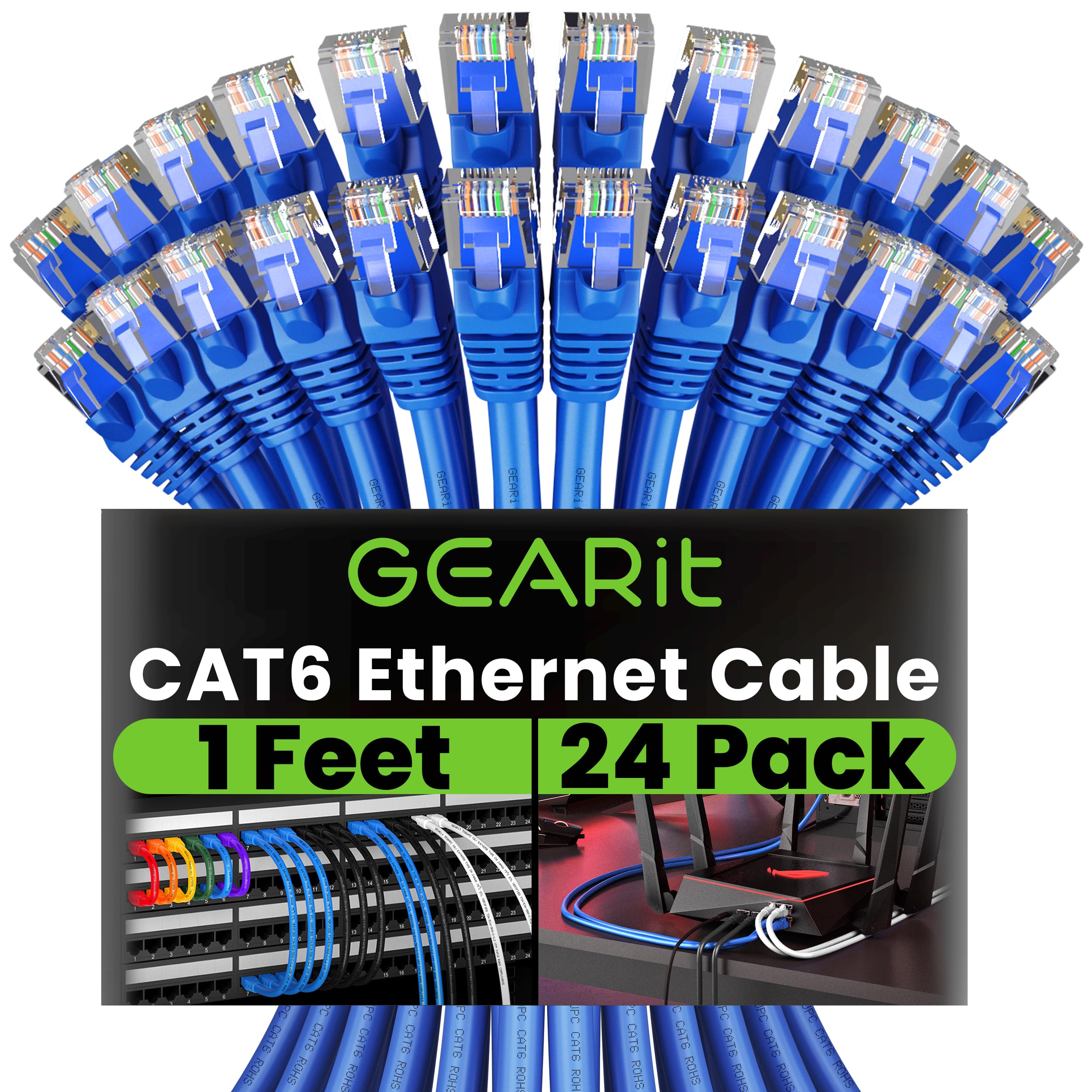Foto 2 pulgar | Cable Ethernet Gearit Cat6 30 Cm Azul (paquete De 24) - Venta Internacional.
