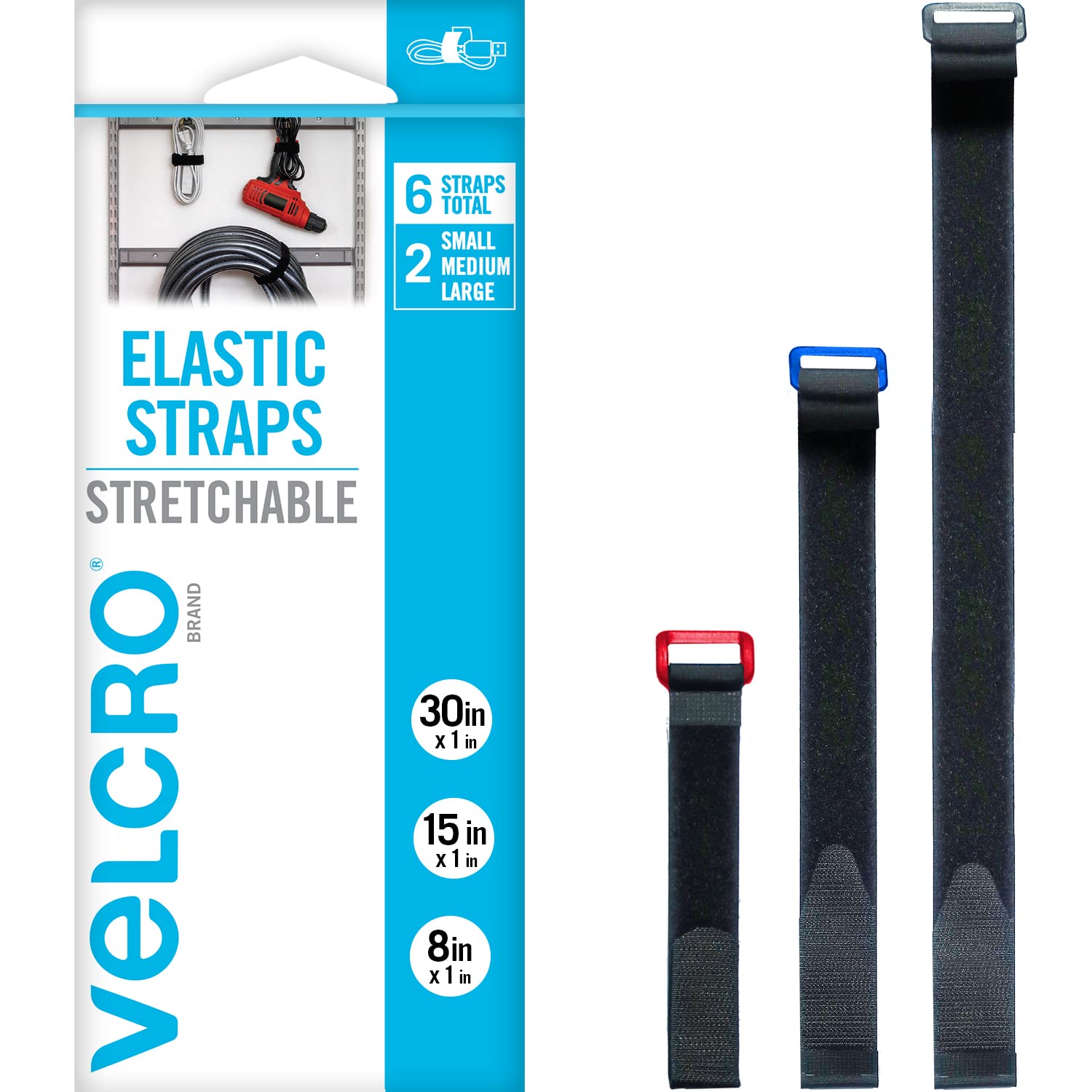 Foto 2 pulgar | Cinchas Elásticas Velcro Brand Vel-30794-ams, 6 Unidades, Negras - Venta Internacional.
