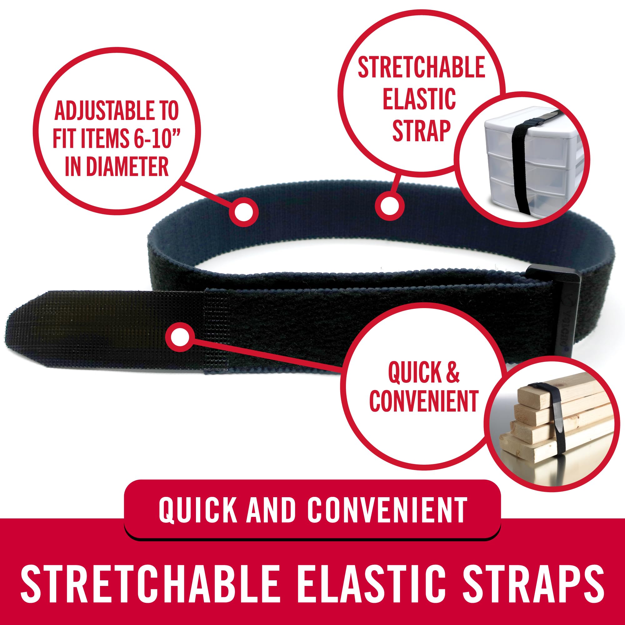 Foto 2 | Cinchas Elásticas Velcro Brand Vel-30794-ams, 6 Unidades, Negras - Venta Internacional.