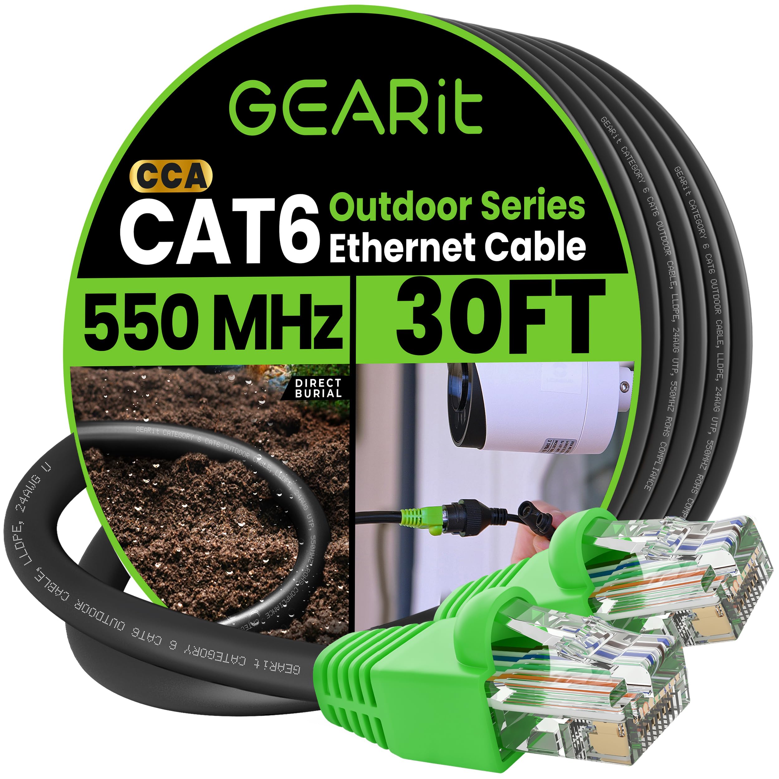 Foto 2 pulgar | Cable De Conexión Ethernet Gearit Rj45 Cat-6 De 9,1 M Para Exteriores, Negro - Venta Internacional.