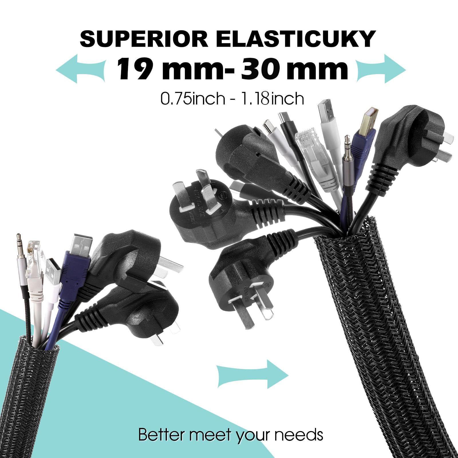 Foto 3 pulgar | Funda Para Cables Agptek, Organizador De Cables, Gestión De Cables, 2 M - Venta Internacional.