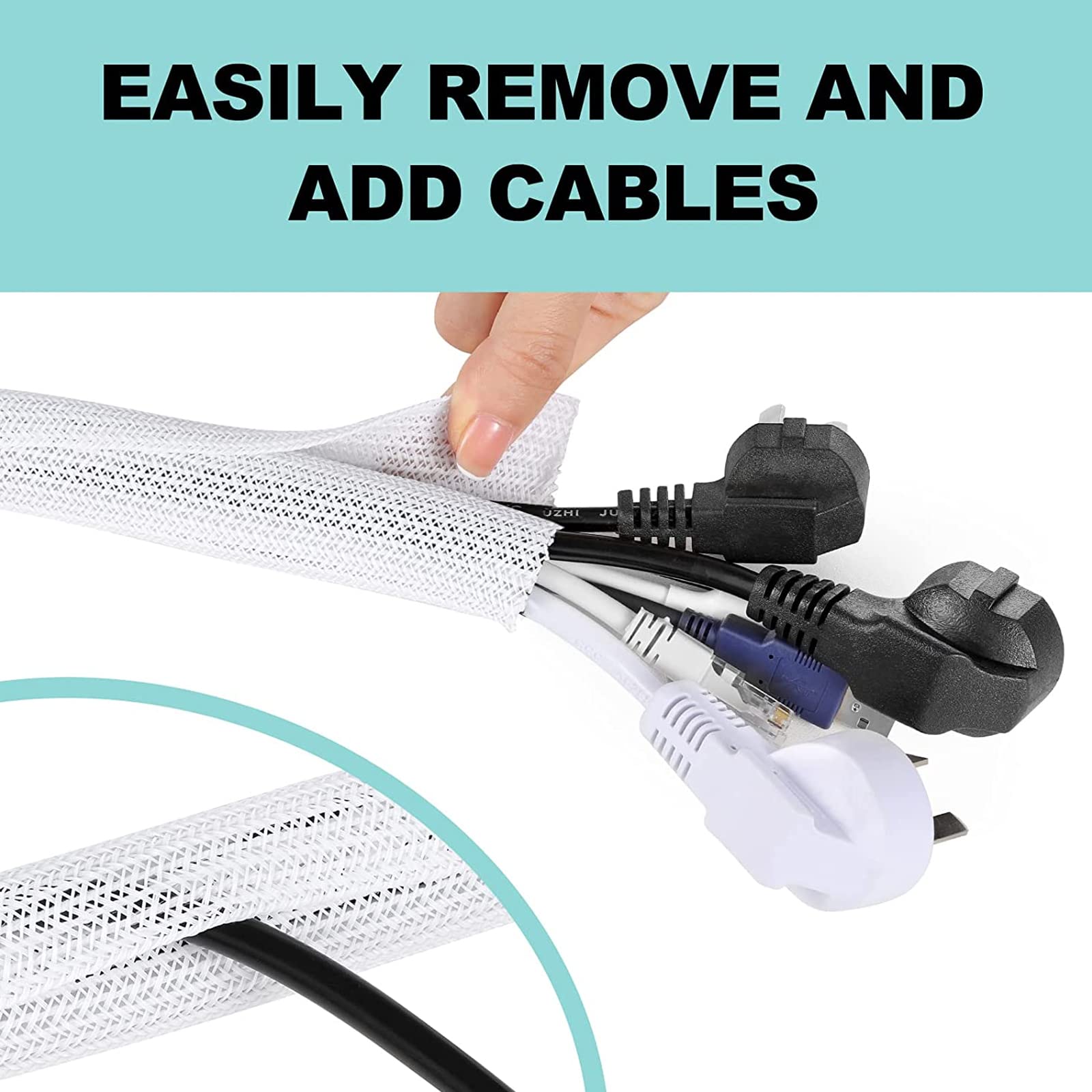 Foto 5 pulgar | Funda Para Cables Agptek, Paquete De 2 Unidades, 1,8 Pulgadas Y 1,5 M, Gestión De Cables - Venta Internacional.