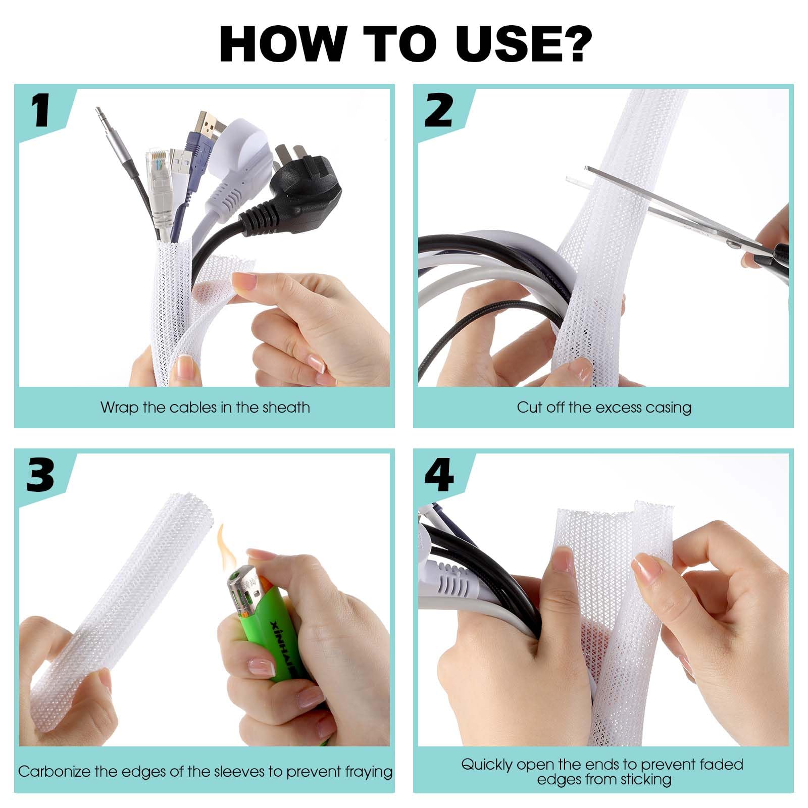Foto 7 | Funda Para Cables Agptek, Organizador De Cables, Gestión De Cables, 3 M - Venta Internacional.