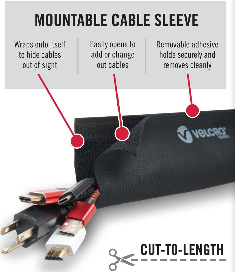 Foto 2 | Fundas De Alambre Cord Hider, Marca Velcro, 3 M, Cortadas A Medida, Negras - Venta Internacional.