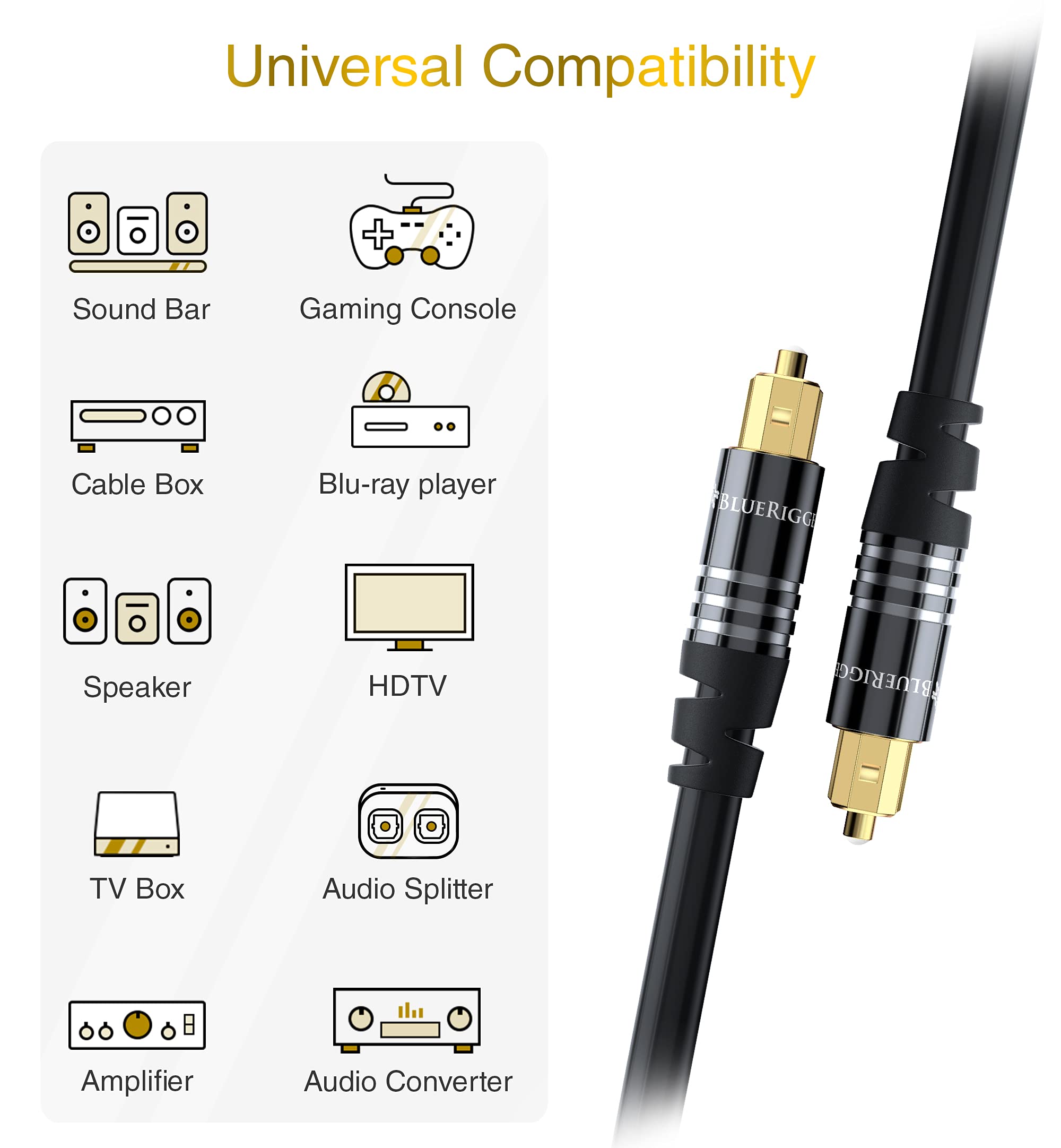 Foto 4 pulgar | Cable Toslink De Audio Óptico Digital Bluerigger De 25 M - Venta Internacional.
