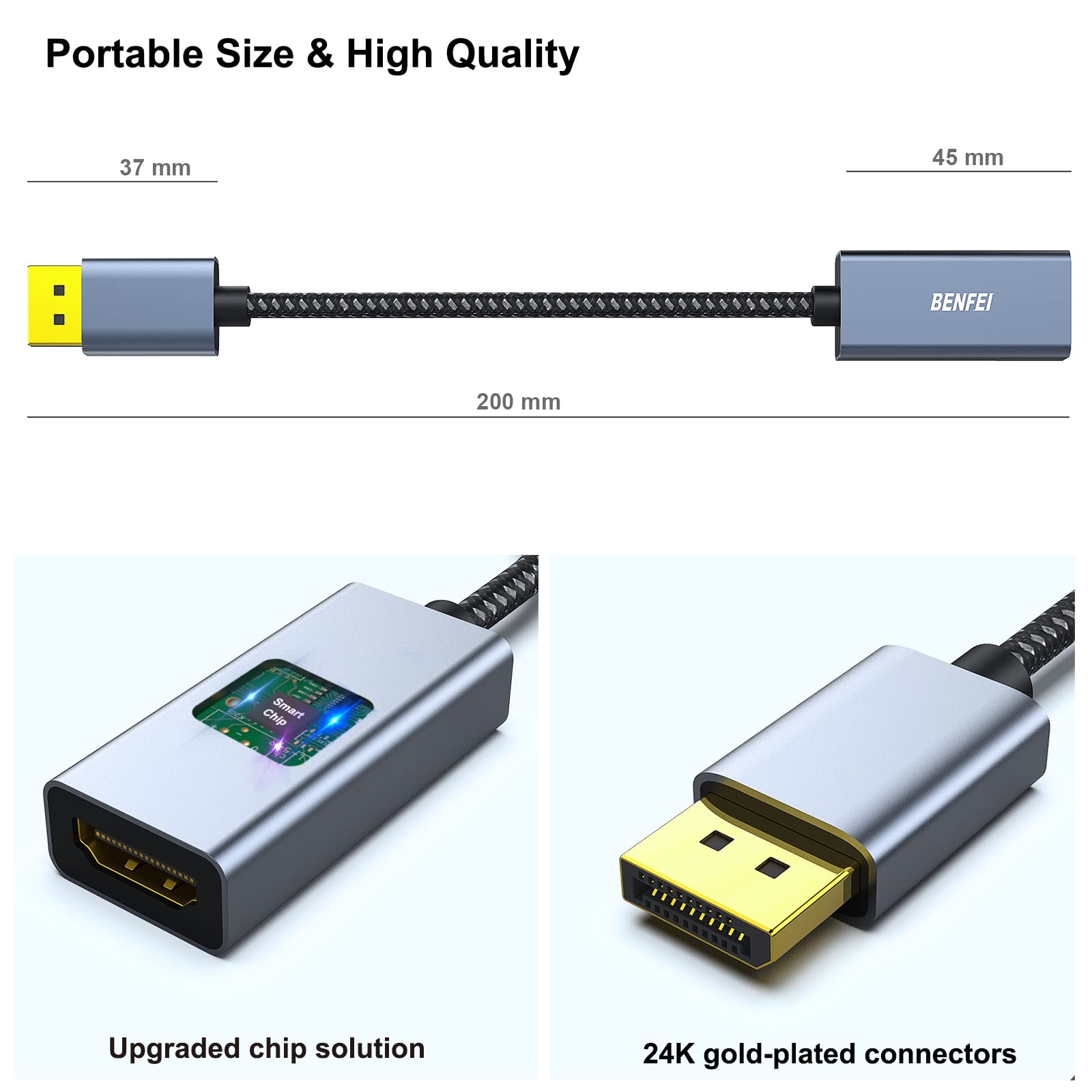 Foto 6 | Cable Adaptador Displayport A Hdmi Benfei 4k 2k 60 Hz 1080p - Venta Internacional.