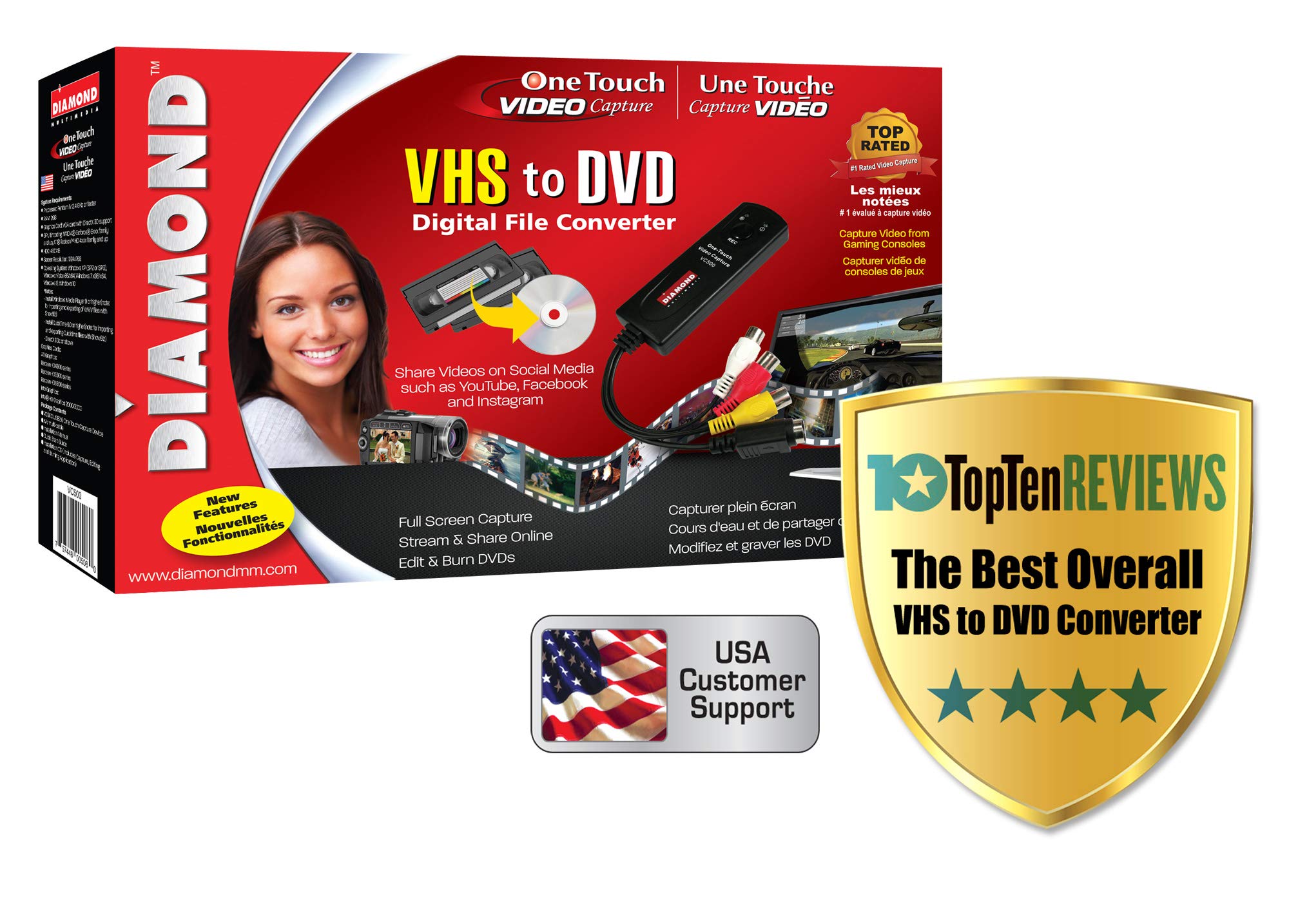 Foto 1 | Convertidor De Vhs A Archivo Digital, Dvd Diamond Vc500 - Venta Internacional.