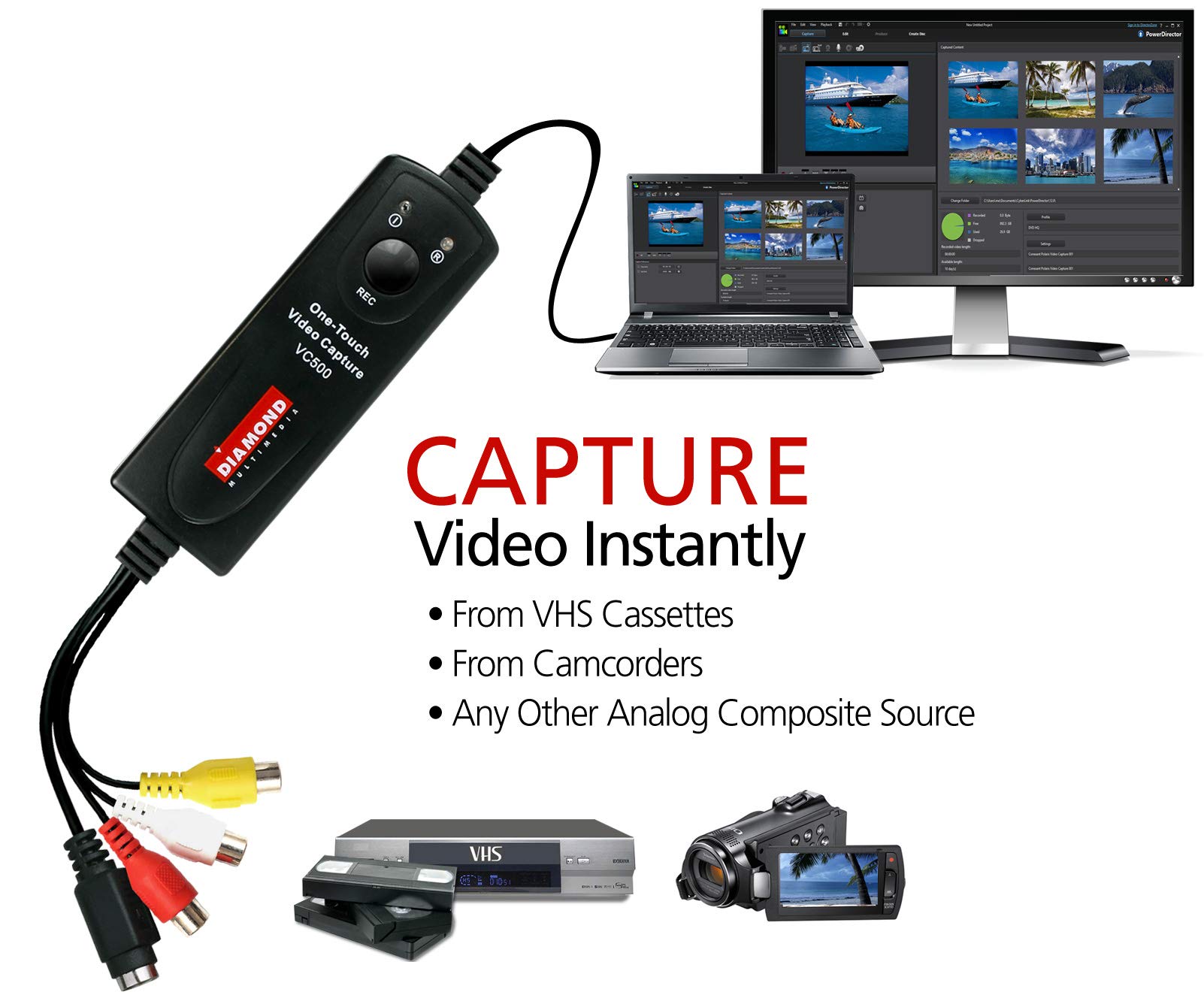 Foto 4 pulgar | Convertidor De Vhs A Archivo Digital, Dvd Diamond Vc500 - Venta Internacional.