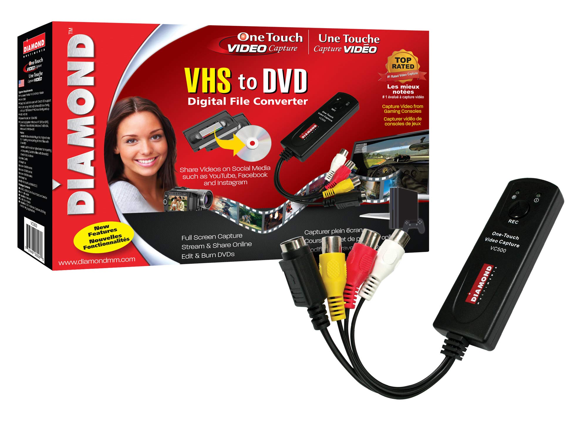 Foto 7 pulgar | Convertidor De Vhs A Archivo Digital, Dvd Diamond Vc500 - Venta Internacional.