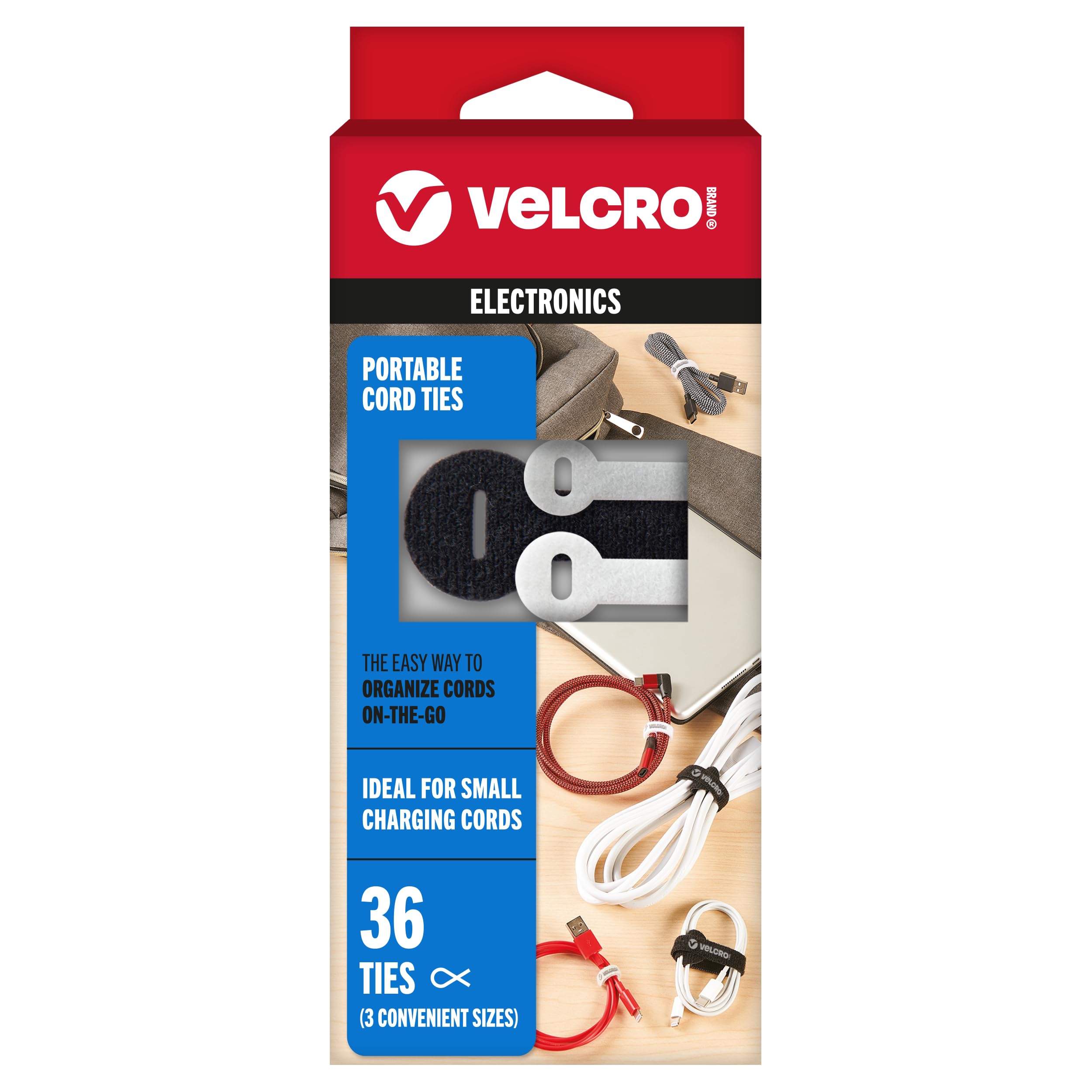 Foto 2 pulgar | Lazos Organizadores De Cables, Marca Velcro, Portátiles, Paquete De 36 Unidades, 3 Tamaños - Venta Internacional.