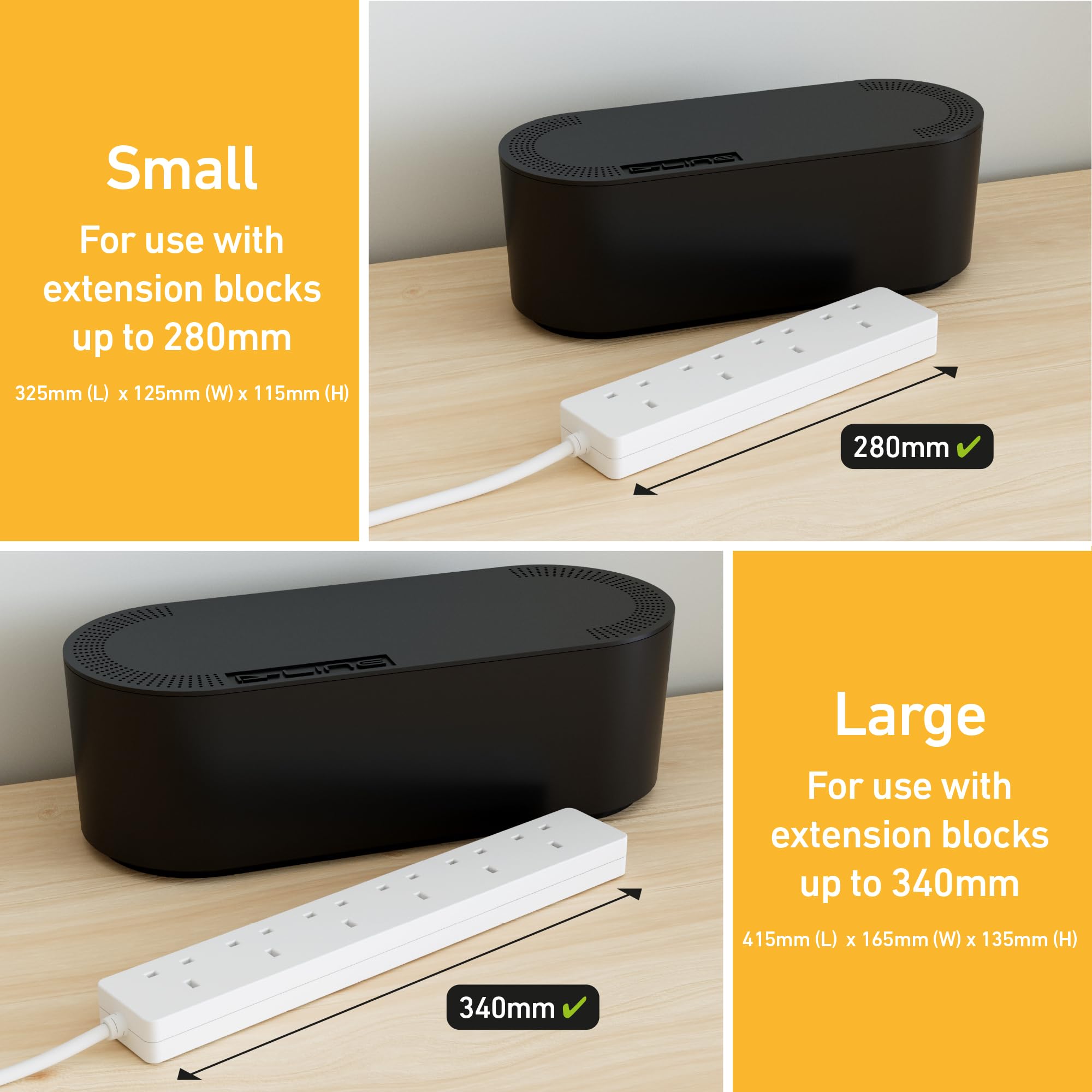 Foto 3 | Caja Organizadora De Cables D-line, Grande, Negra, Segura Para Electricidad, Abs - Venta Internacional.