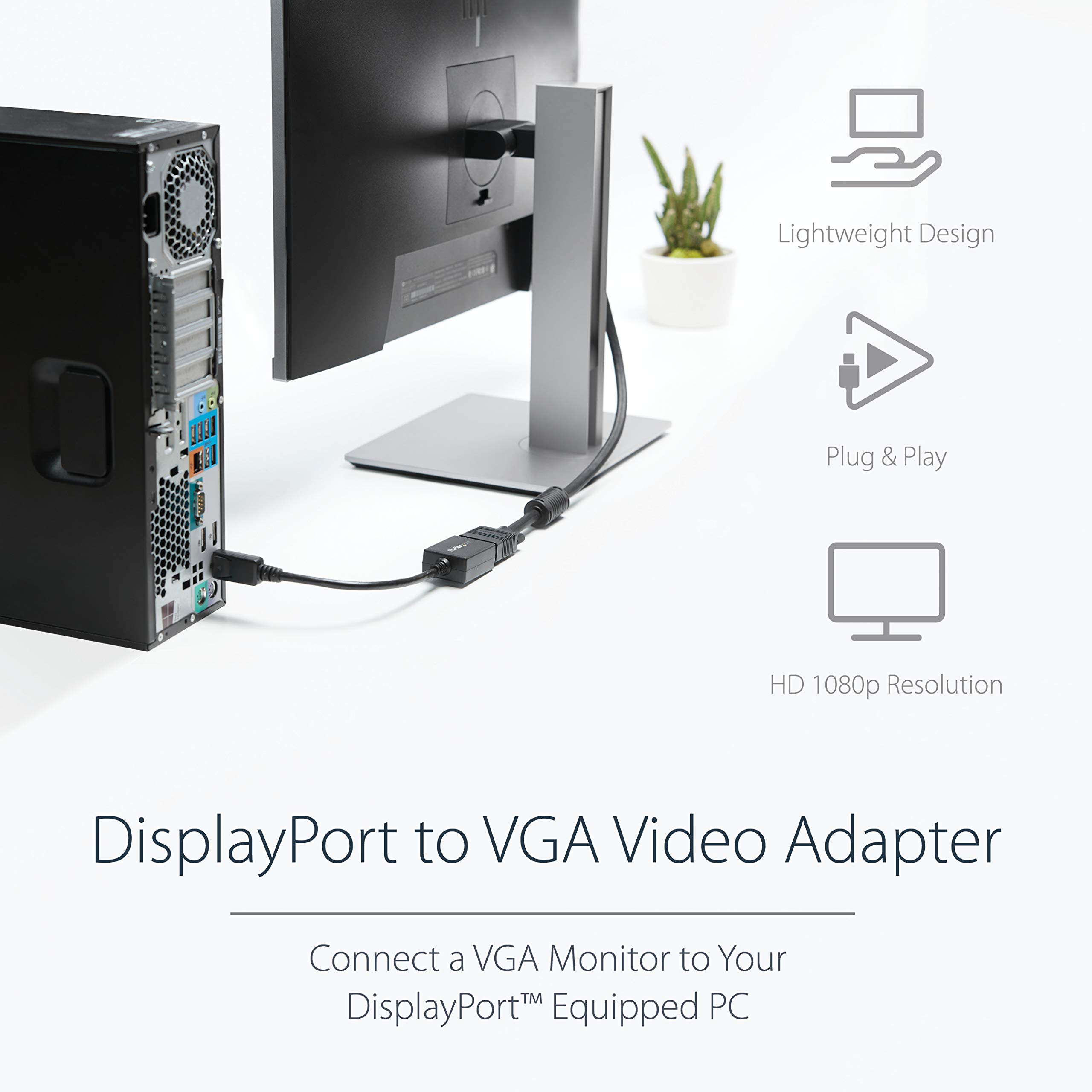 Foto 3 pulgar | Adaptador Displayport A Vga Startech.com Dp2vga2 1080p - Venta Internacional.