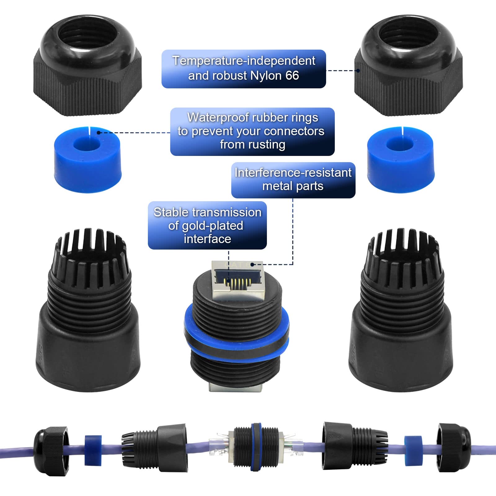 Foto 6 pulgar | Acoplador Rj45 Impermeable Vcelink Ip68 Cat6/cat5e/cat5  Paquete De 6 - Venta Internacional.