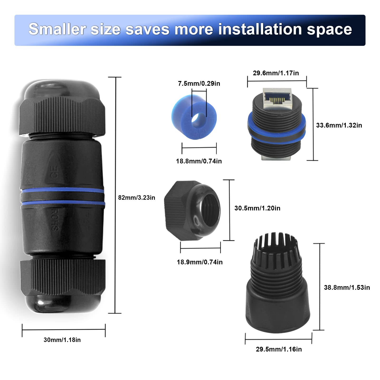 Foto 6 | Acoplador Rj45 Impermeable Vcelink Ip68 Cat6/cat5e/cat5  Paquete De 6 - Venta Internacional.