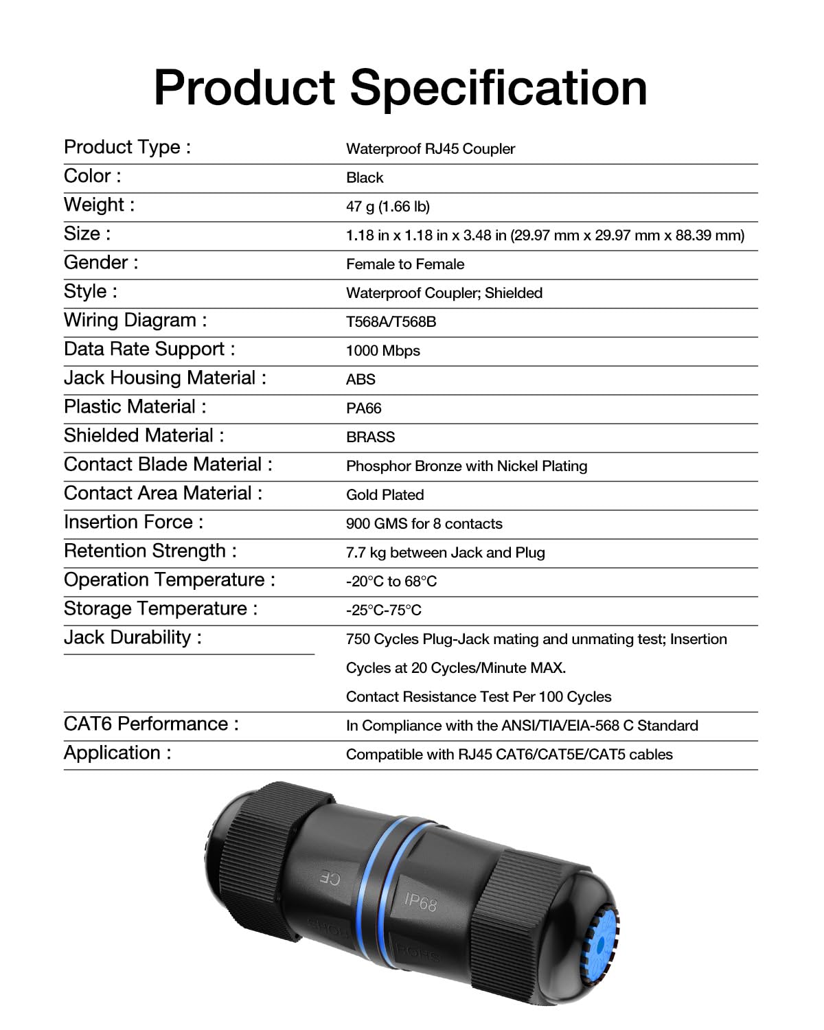 Foto 8 pulgar | Acoplador Rj45 Impermeable Vcelink Ip68 Cat6/cat5e/cat5  Paquete De 6 - Venta Internacional.