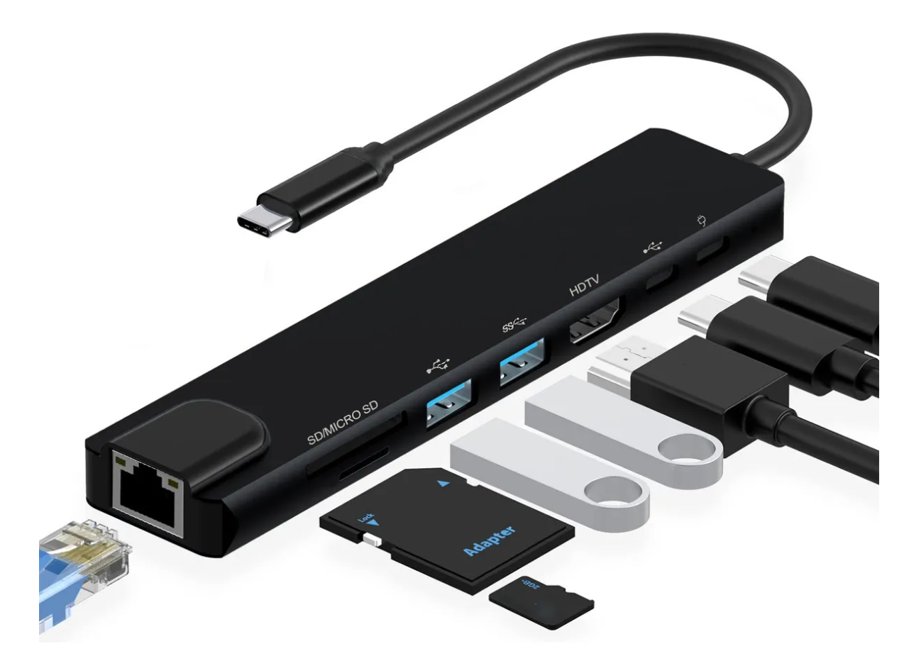 Foto 1 | Adaptador Multipuerto Hub Usb-c Con Ethernet 8 En 1 Usb