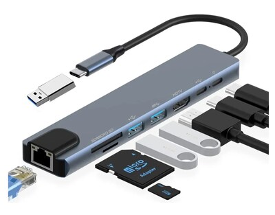 Foto 1 | Adaptador Xtellar Multipuerto Hdmi Hub Usb-c Con Ethernet 8 En 1 Usb
