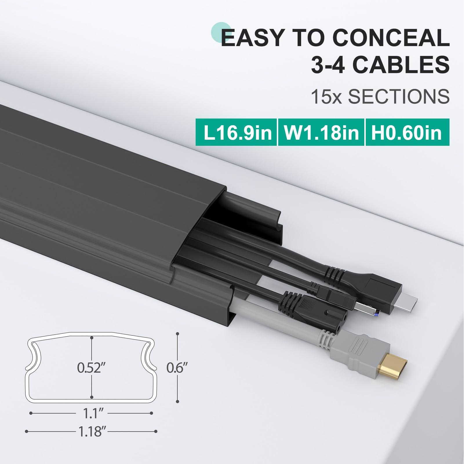 Foto 2 | Cubiertas Cord Hider Delamu Para Cables En Pared  Color Negro  6 M - Venta Internacional.