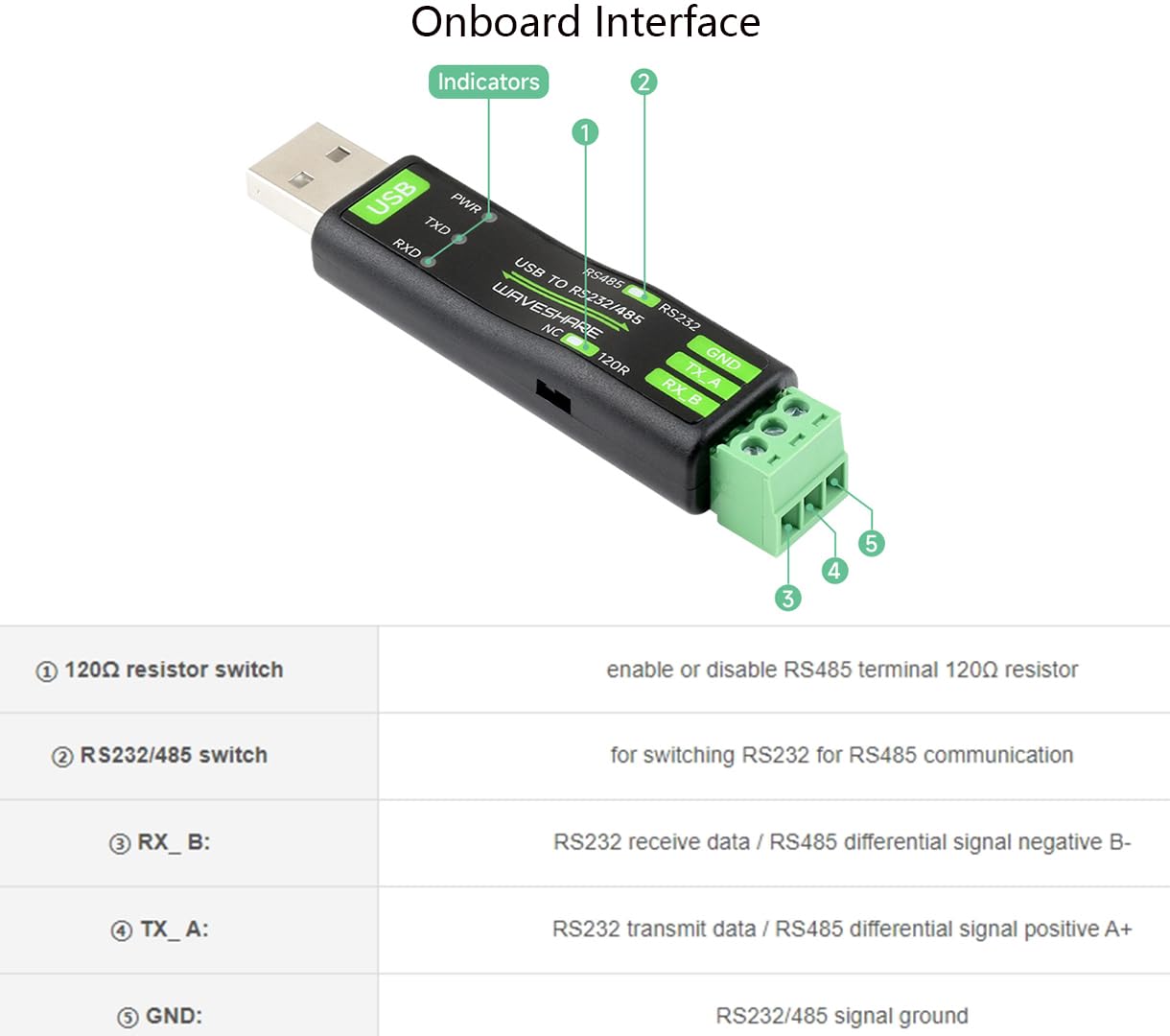 Foto 5 pulgar | Adaptador Convertidor Serie Usb A Rs485 O Rs232 Waveshare - Venta Internacional.