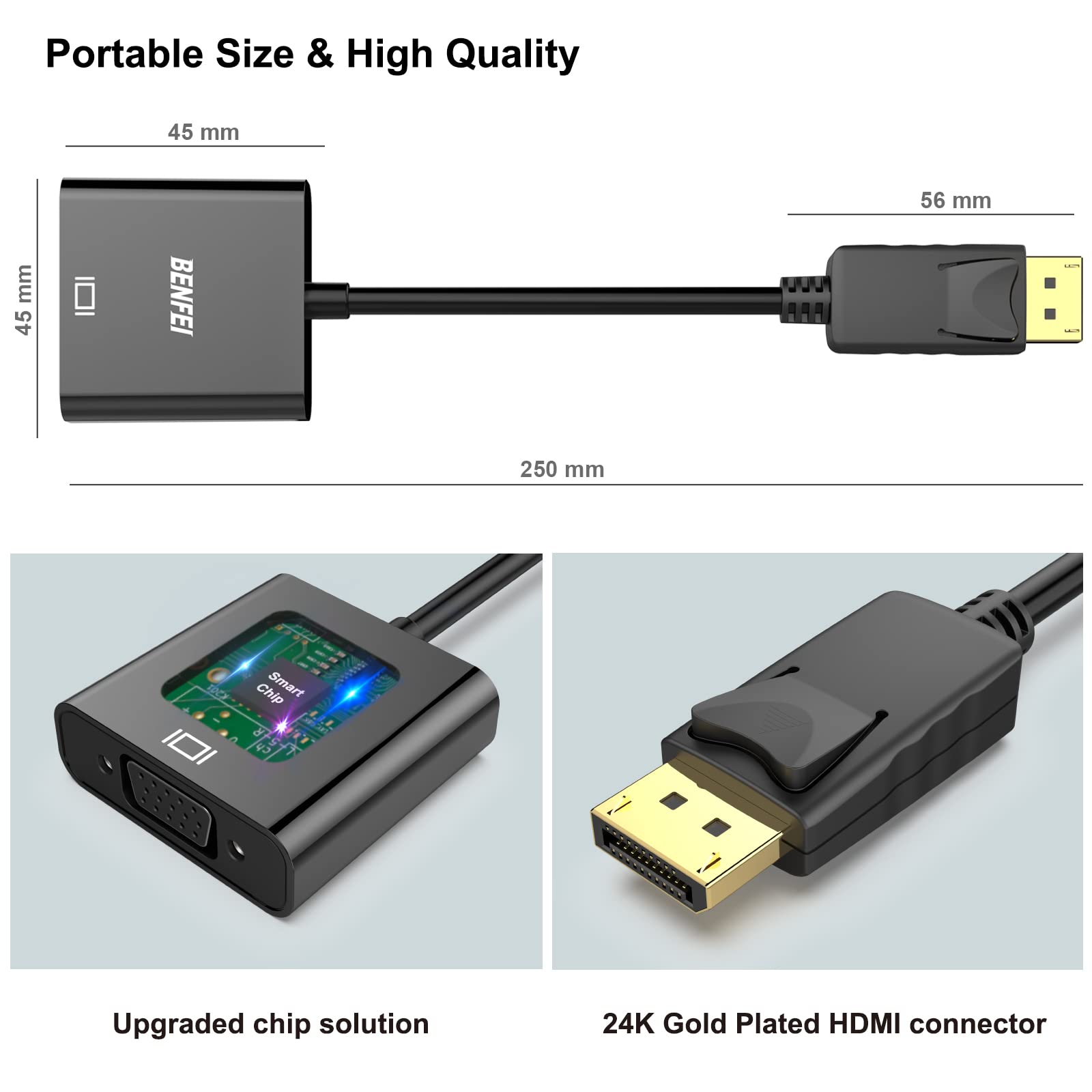 Foto 7 pulgar | Adaptador Benfei Displayport A Vga 1080p (macho A Hembra) - Venta Internacional.