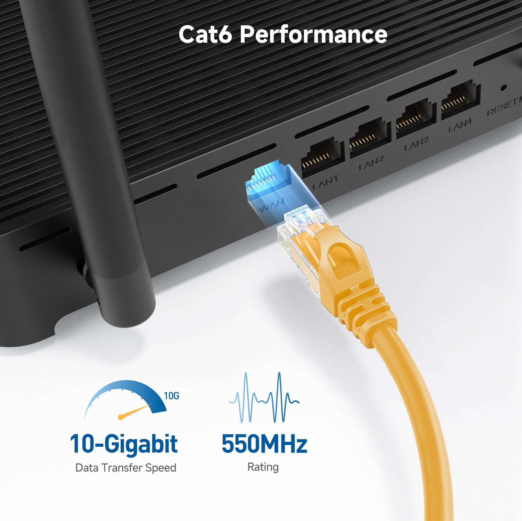 Foto 4 pulgar | Cable Ethernet Matters Cat 6  10 Gbps  3 Pies  Amarillo  Paquete De 5 - Venta Internacional.