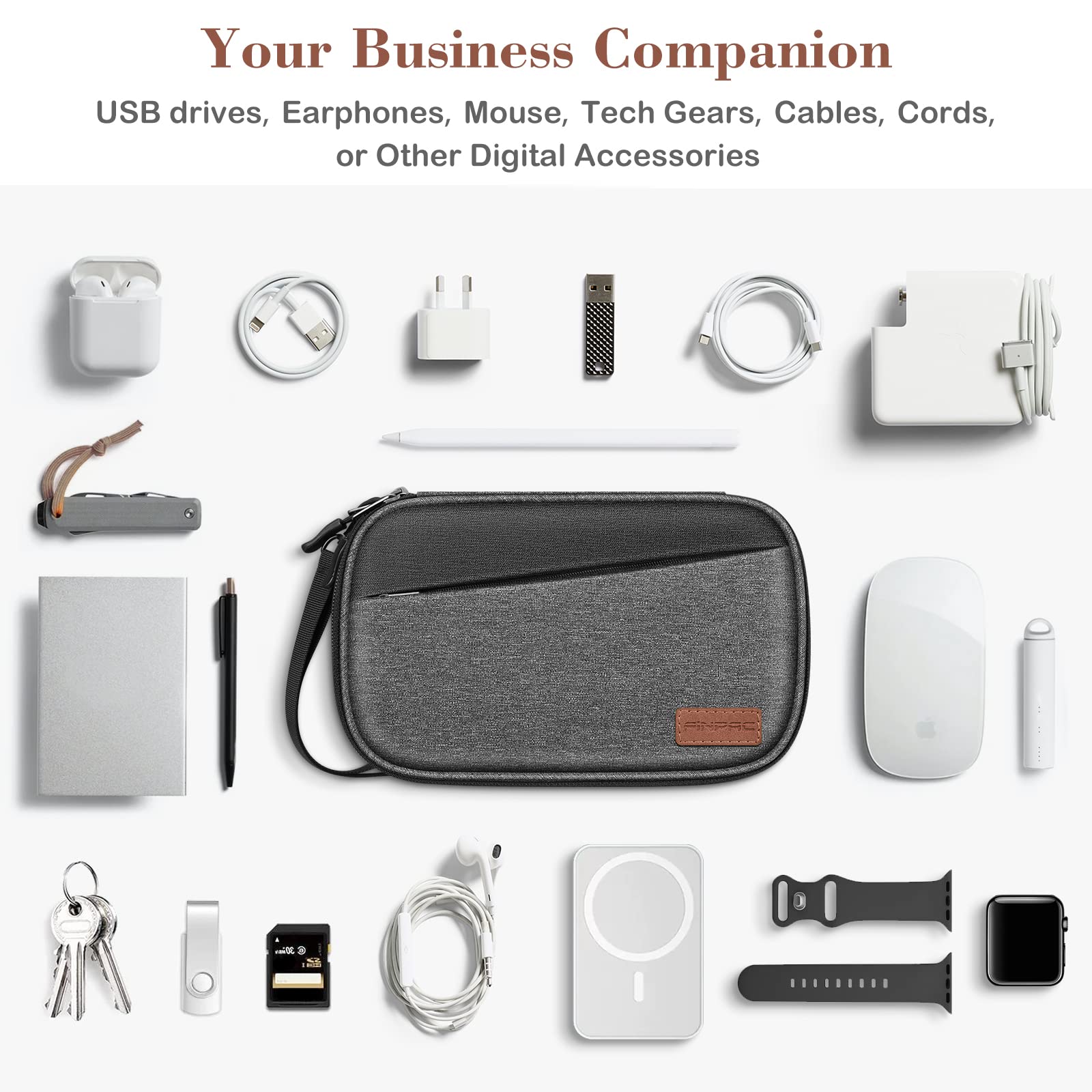 Foto 2 | Bolsa Electrónica De Viaje Finpac  Organizador De Cables Portátil  Gris - Venta Internacional.