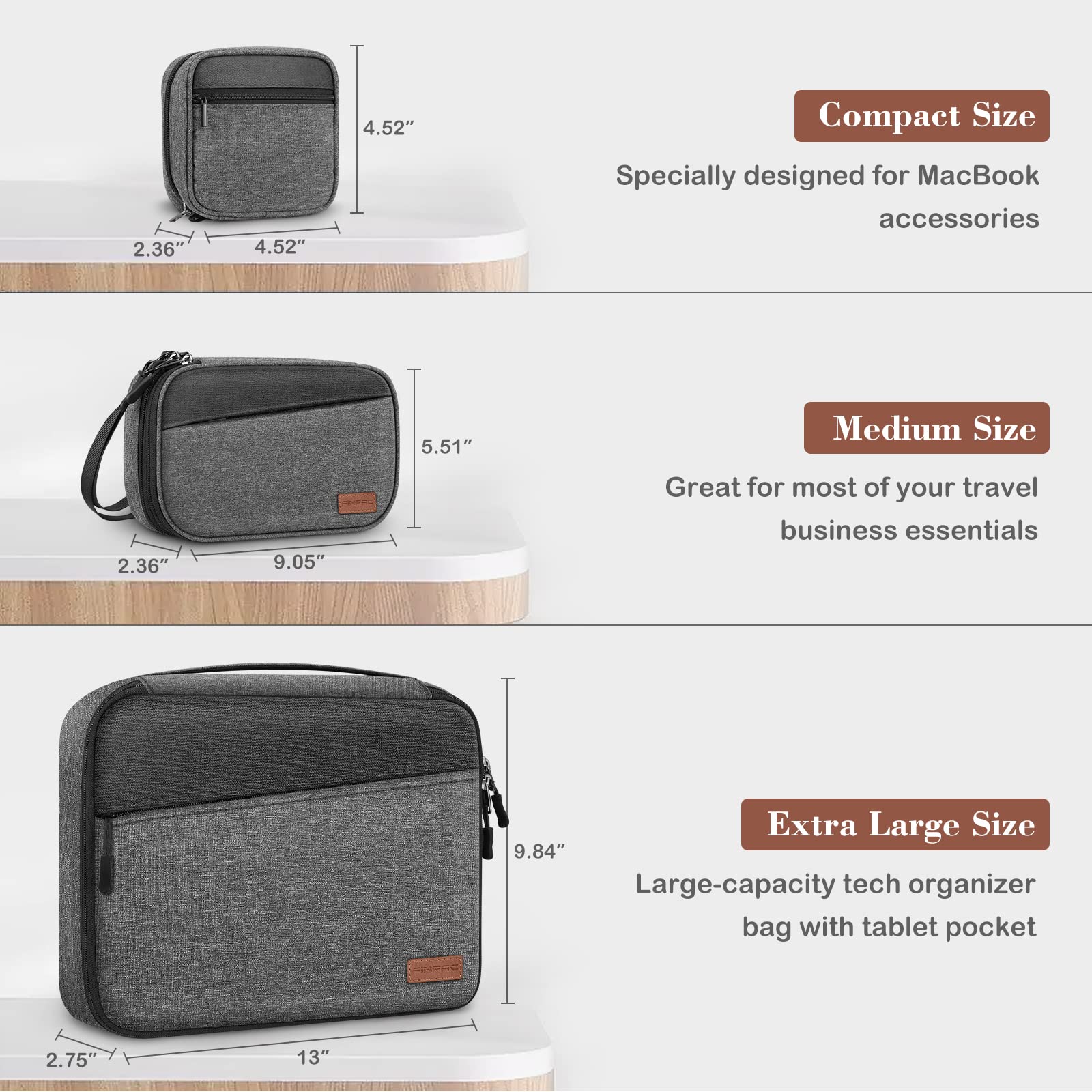 Foto 7 pulgar | Bolsa Electrónica De Viaje Finpac  Organizador De Cables Portátil  Gris - Venta Internacional.