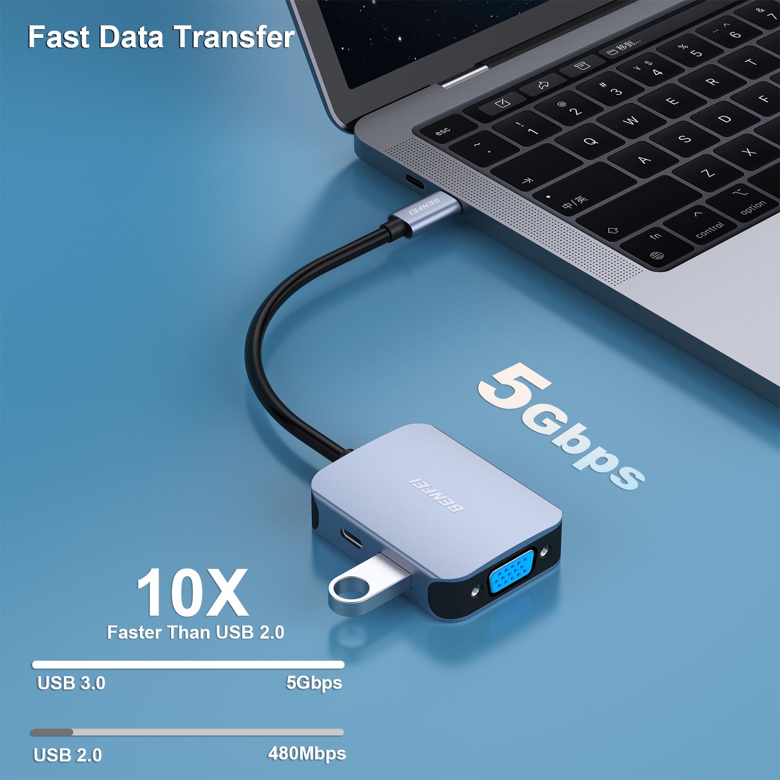 Foto 5 pulgar | Adaptador Hdmi Vga 4 En 1 Usb C Hub Benfei Con Suministro De Alimentación - Venta Internacional.