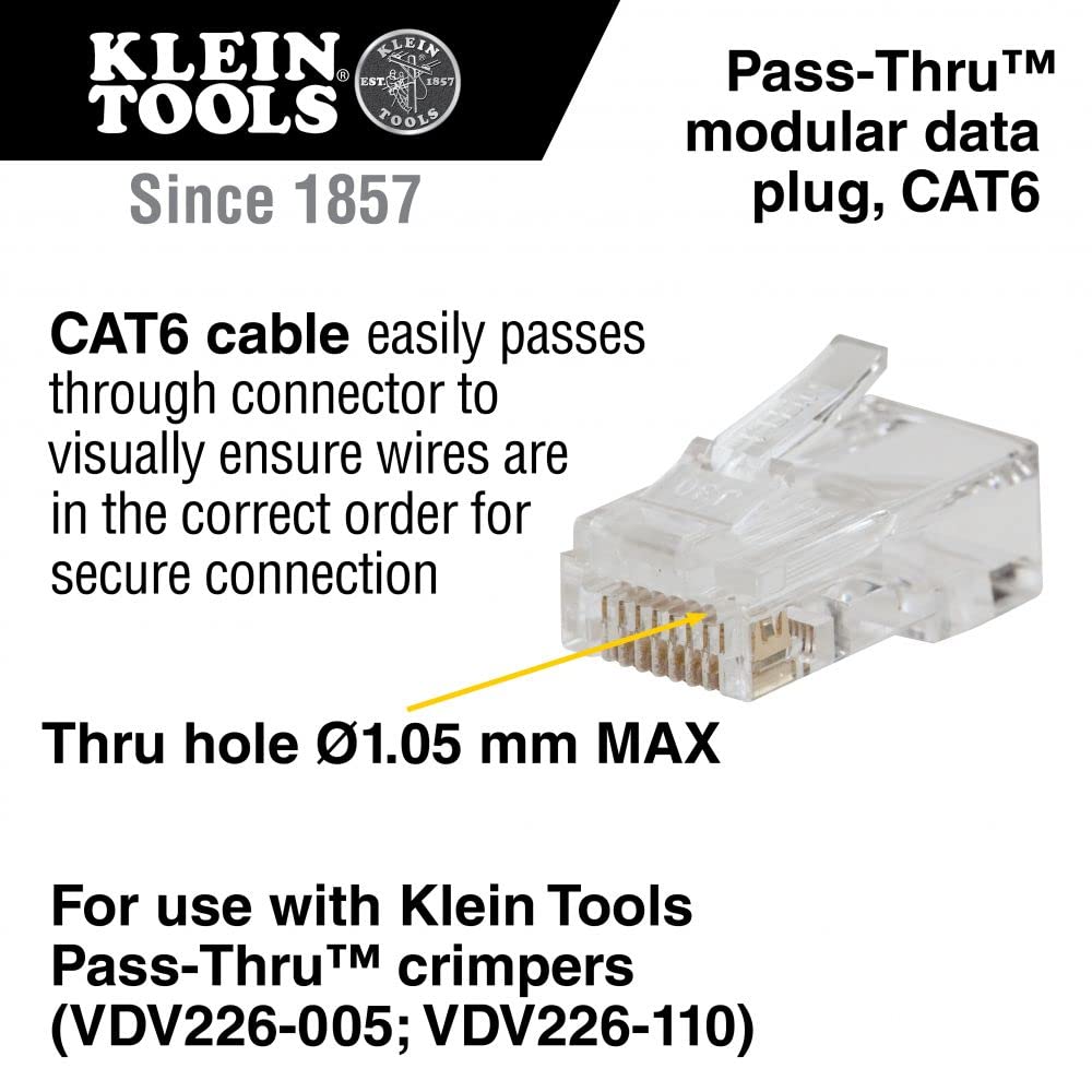 Foto 3 pulgar | Conector De Datos Modular Klein Tools Vdv826-703 Rj45 Cat6  Paquete De 50 - Venta Internacional.