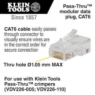 Foto 2 | Conector De Datos Modular Klein Tools Vdv826-703 Rj45 Cat6 Paquete De 50 - Venta Internacional.