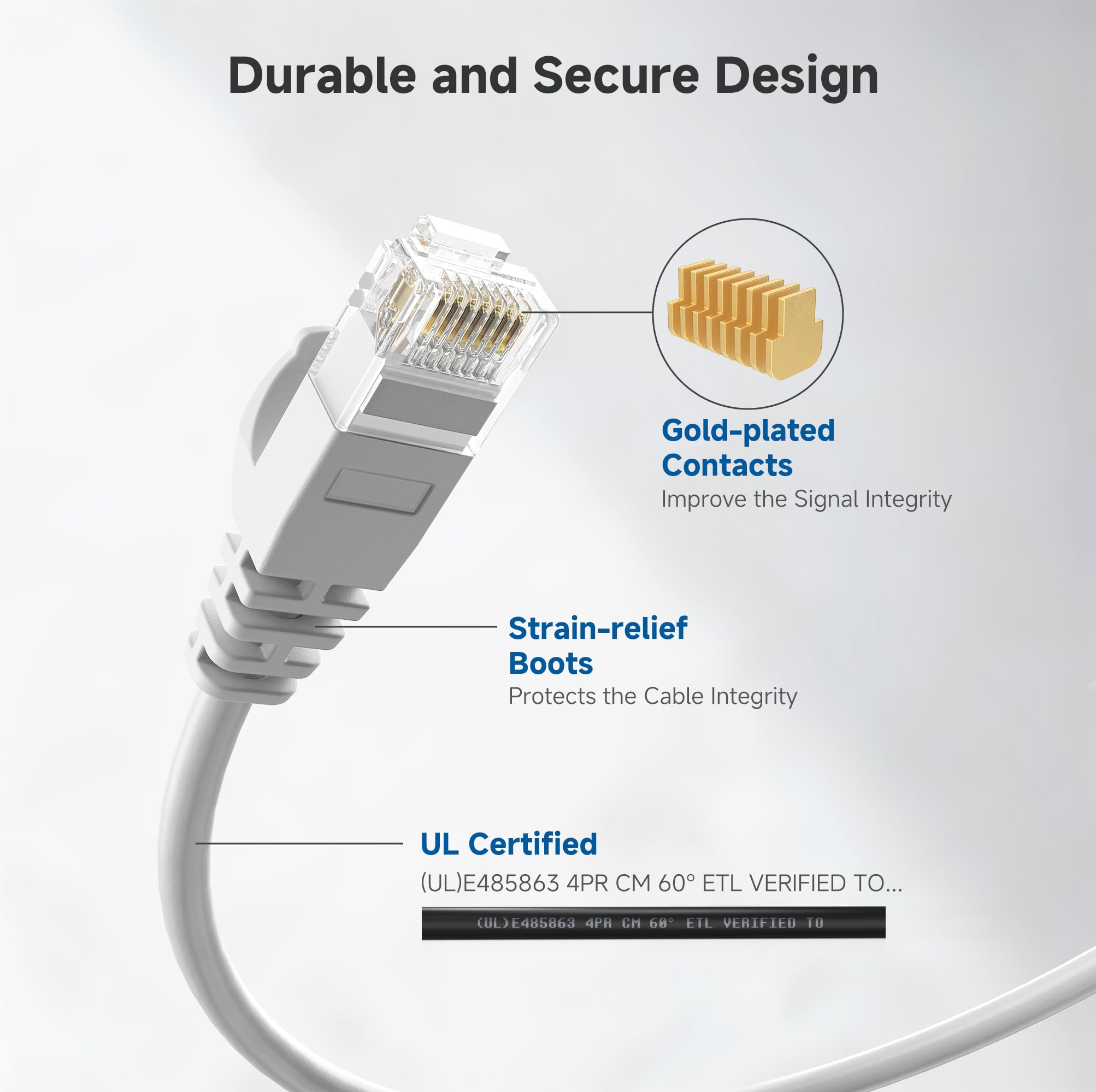 Foto 5 | Cable Ethernet Matters Cat 6  10 Gbps  7 Pies  Blanco  Paquete De 5 - Venta Internacional.