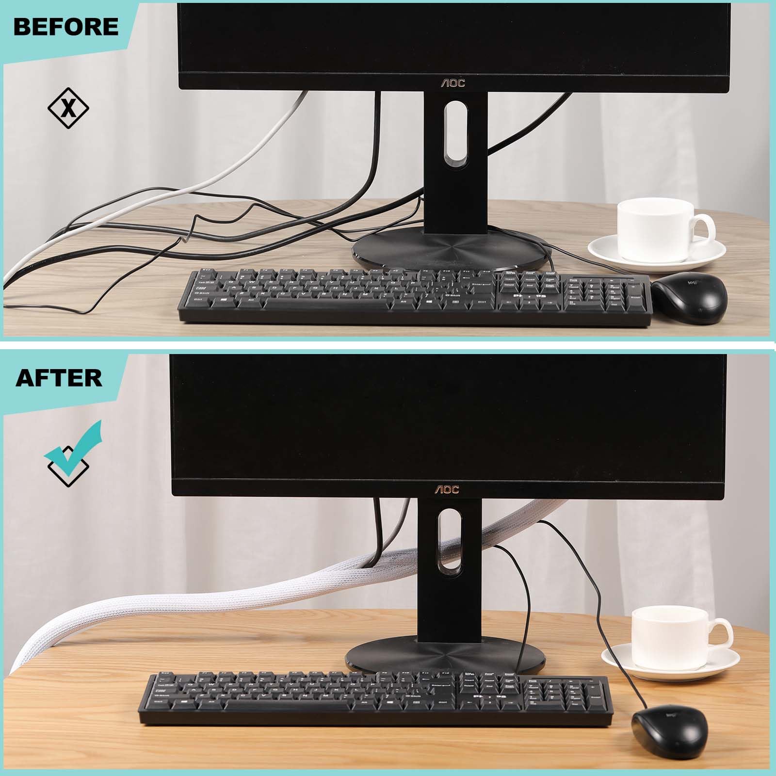 Foto 3 | Funda Para Cables Agptek  Organizador De Cables De Escritorio De 20 Pies A 2 54 Cm - Venta Internacional.