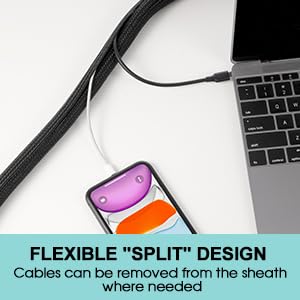 Foto 8 pulgar | Funda Para Cables Agptek  Organizador De Cables De Escritorio De 20 Pies A 2 54 Cm - Venta Internacional.