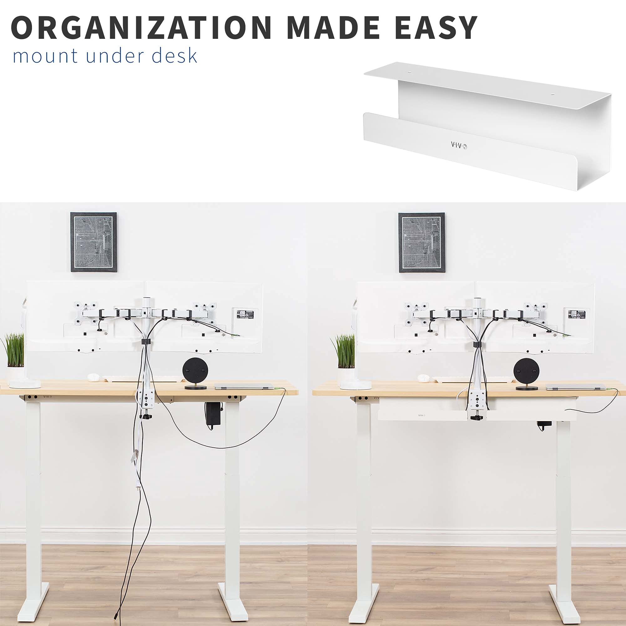 Foto 6 | Bandeja De Gestión De Cables Vivo Para Debajo Del Escritorio  43 Cm  Blanca  Paquete De 2 - Venta Internacional.