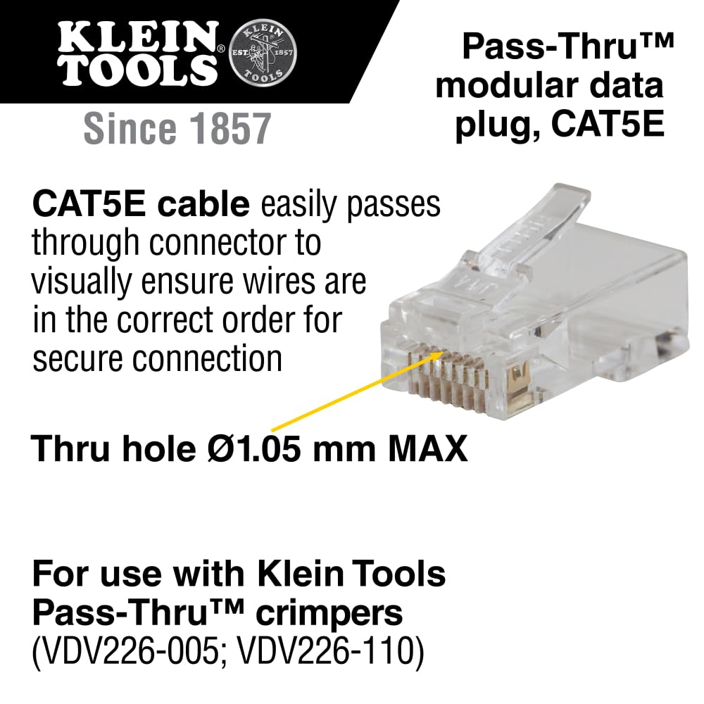 Foto 3 pulgar | Conector De Datos Modular Klein Tools Vdv826-702 Rj45 Cat5e  Paquete De 50 - Venta Internacional.