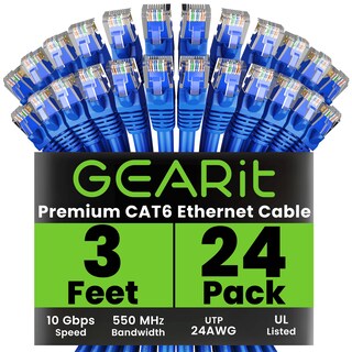 Foto 1 | Cable Ethernet Gearit Cat 6 De 0 9 M (3 Pies) 24 Unidades 10 Gbps Azul - Venta Internacional.