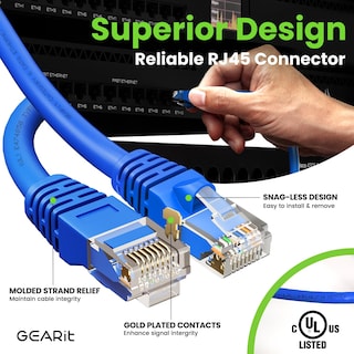 Foto 4 | Cable Ethernet Gearit Cat 6 De 0 9 M (3 Pies) 24 Unidades 10 Gbps Azul - Venta Internacional.