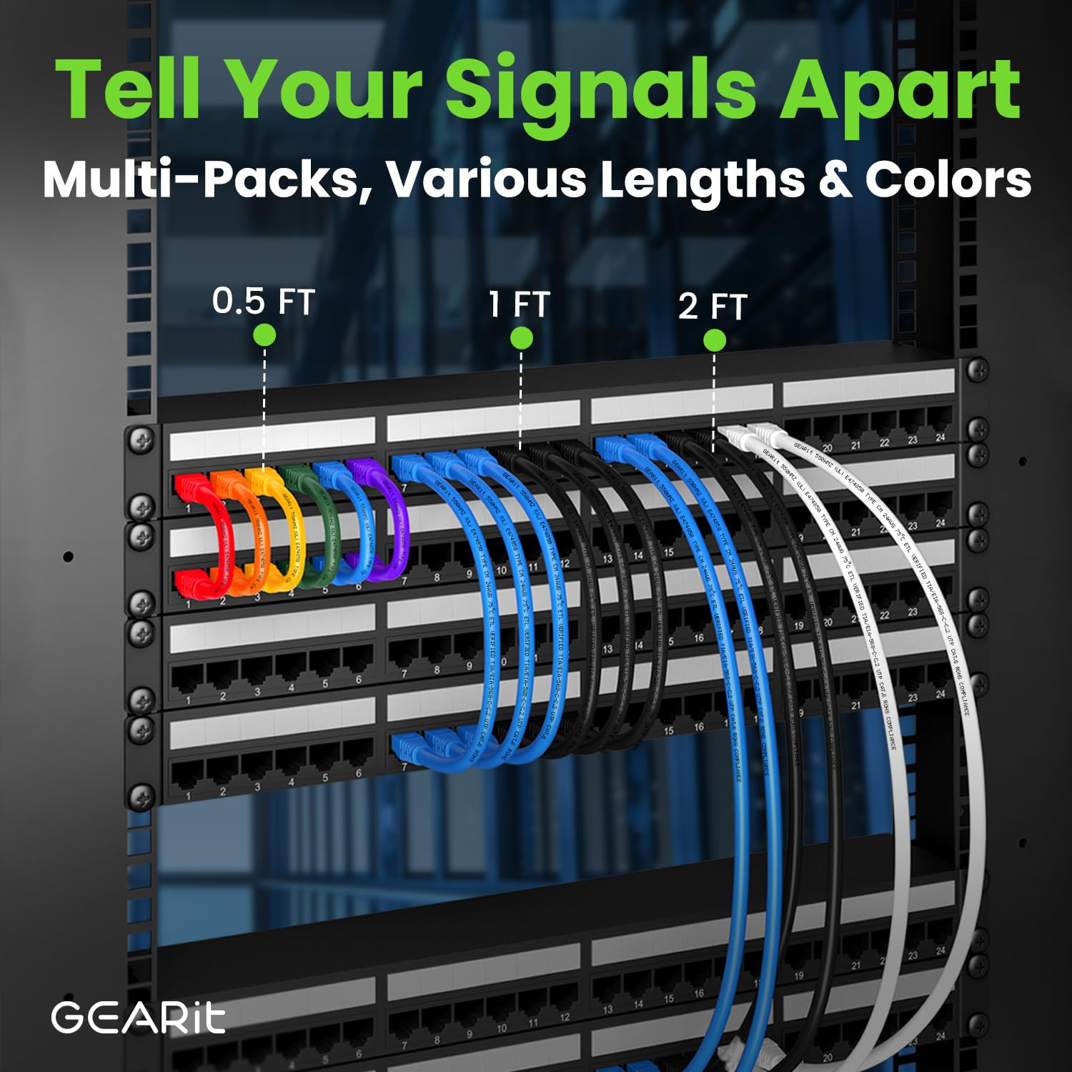 Foto 8 pulgar | Cable Ethernet Gearit Cat 6 De 0 9 M (3 Pies)  24 Unidades  10 Gbps  Azul - Venta Internacional.