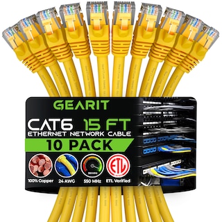 Foto 1 | Cable Ethernet Gearit Cat 6 15 Pies (4 5 M) Paquete De 10 Gbps Rj45 10 Gbps Amarillo - Venta Internacional.