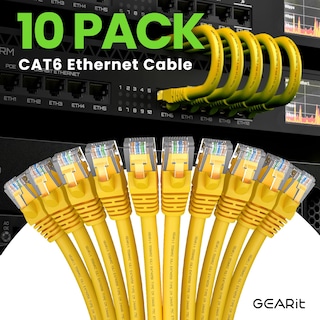 Foto 2 | Cable Ethernet Gearit Cat 6 15 Pies (4 5 M) Paquete De 10 Gbps Rj45 10 Gbps Amarillo - Venta Internacional.
