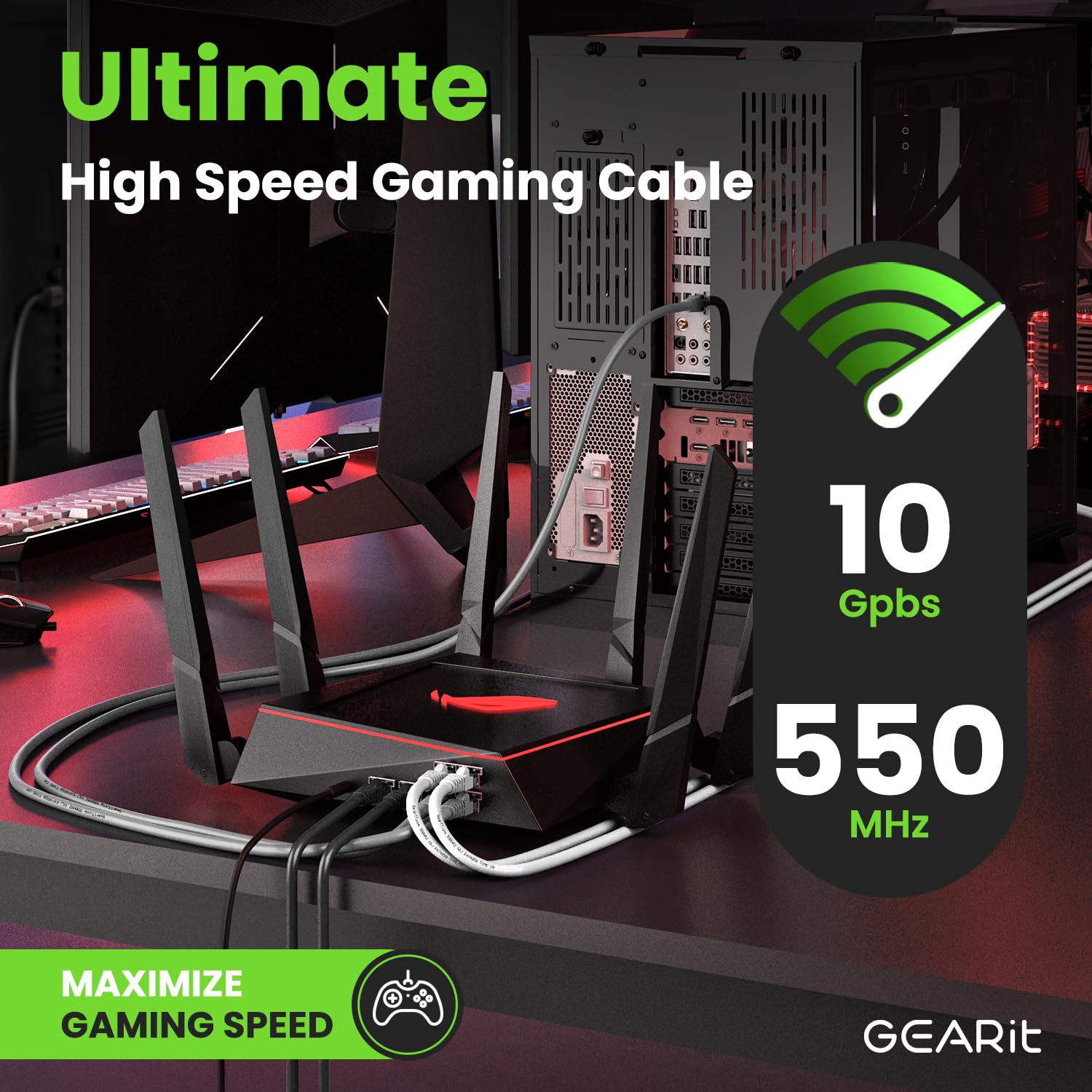 Foto 5 | Cable Ethernet Gearit Cat 6 De 0 9 M (3 Pies)  24 Unidades  10 Gbps  Gris - Venta Internacional.