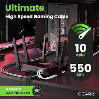 Foto 5 | Cable Ethernet Gearit Cat 6 De 0 9 M (3 Pies) 24 Unidades 10 Gbps Gris - Venta Internacional.